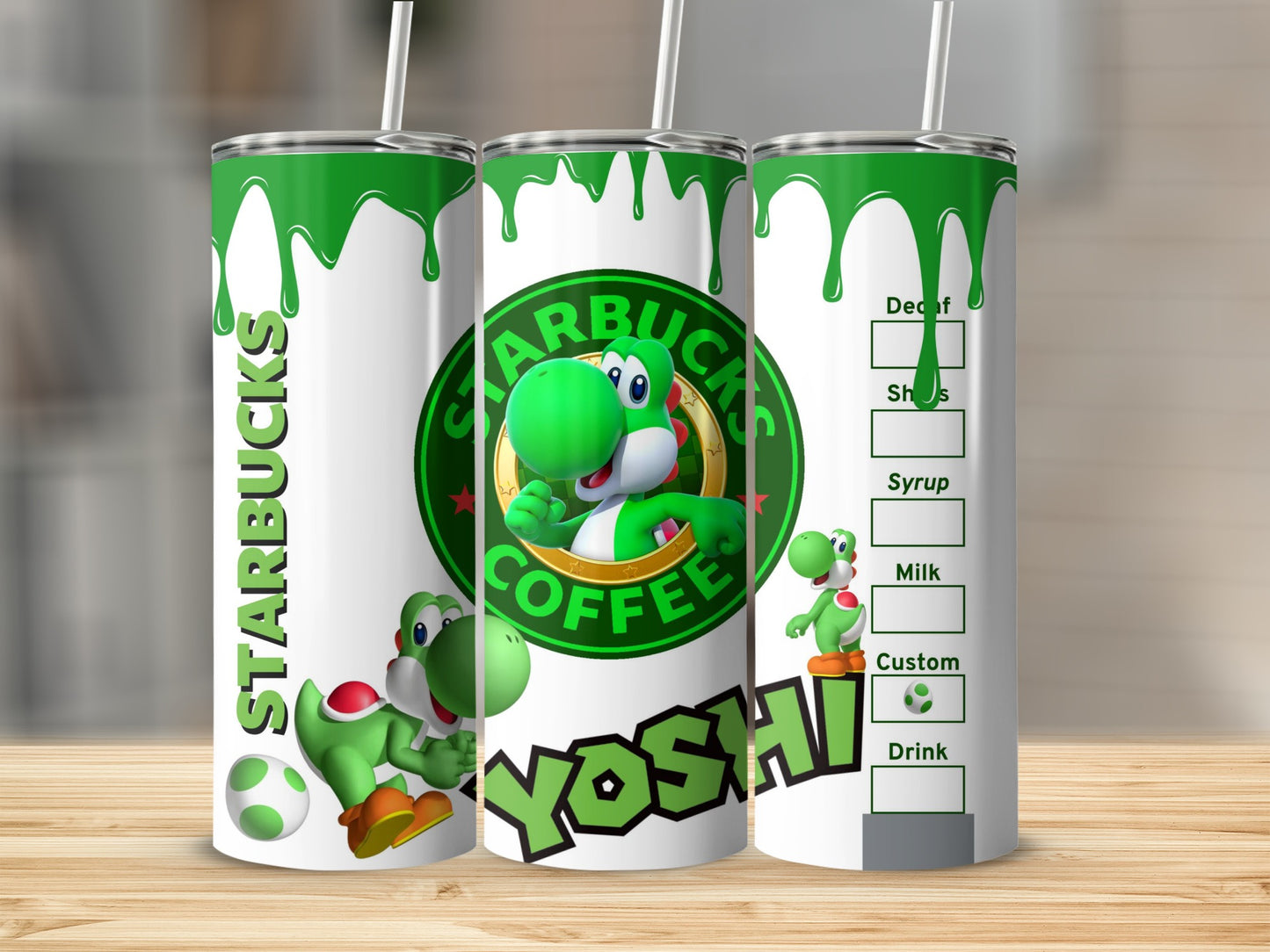 Starbucks Yoshi Themed Tumbler Cup Design