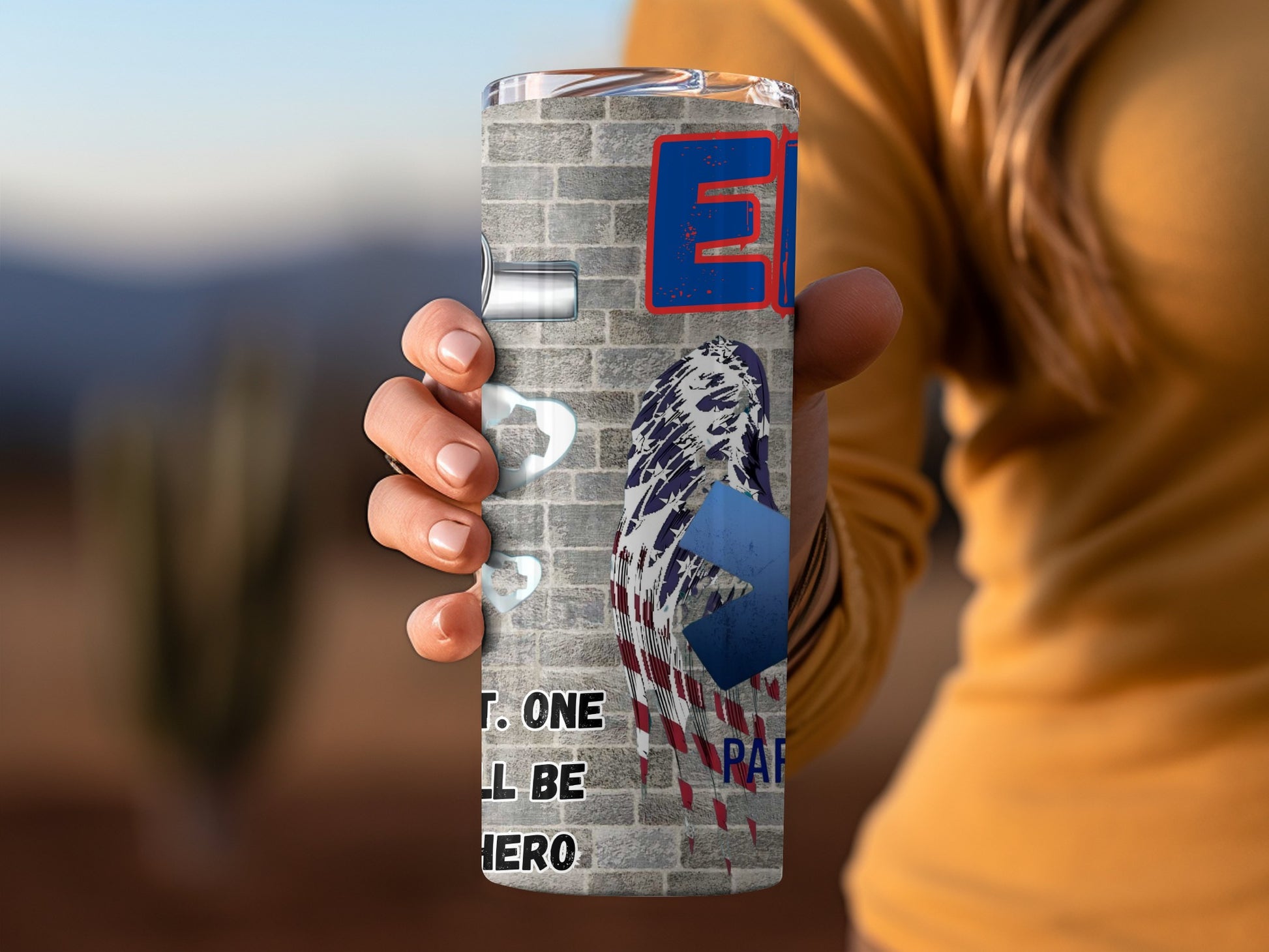 Patriotic Hero Design with Eagle and Flag Travel Mug