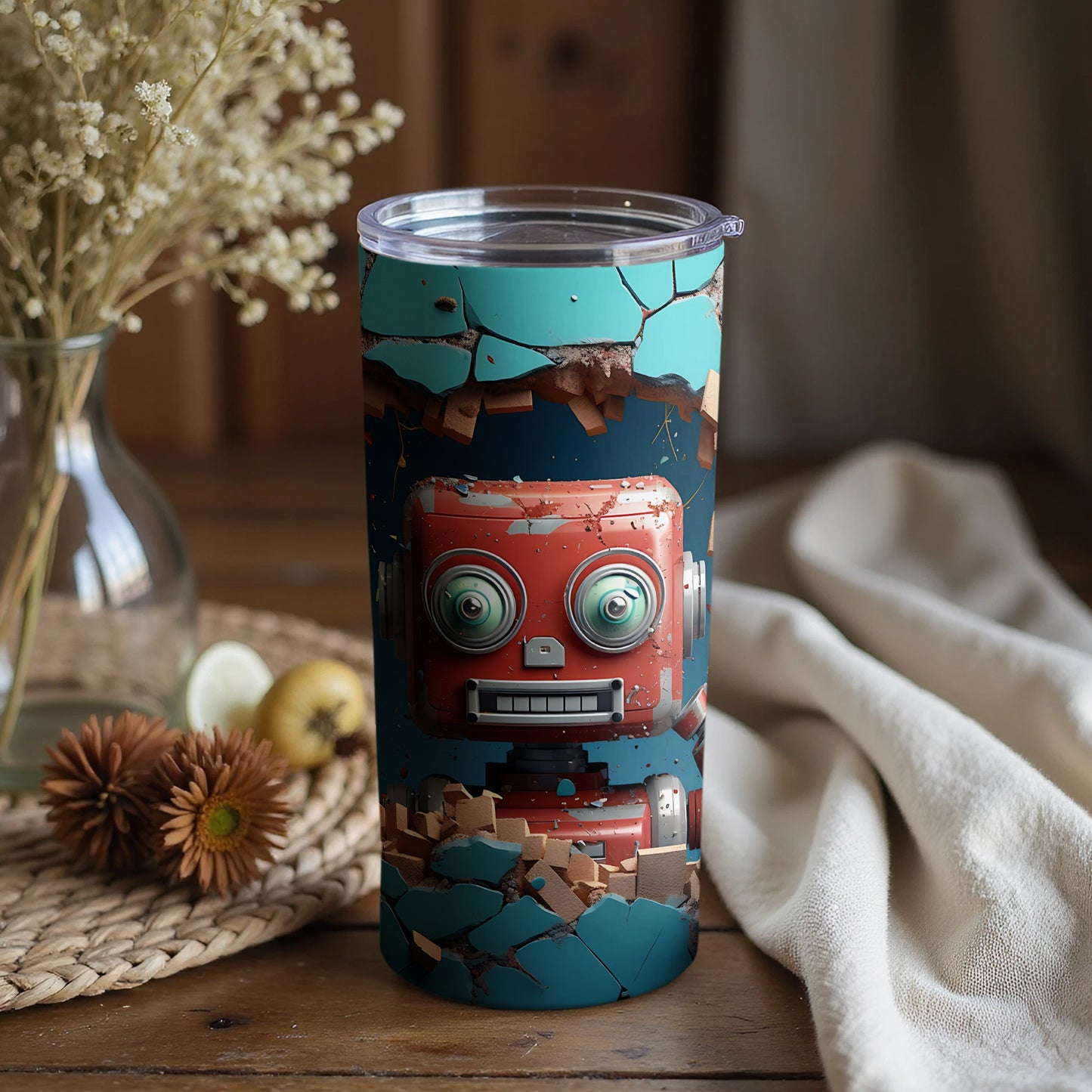 Quirky Robot Design Tumbling Mug for Tech Enthusiasts