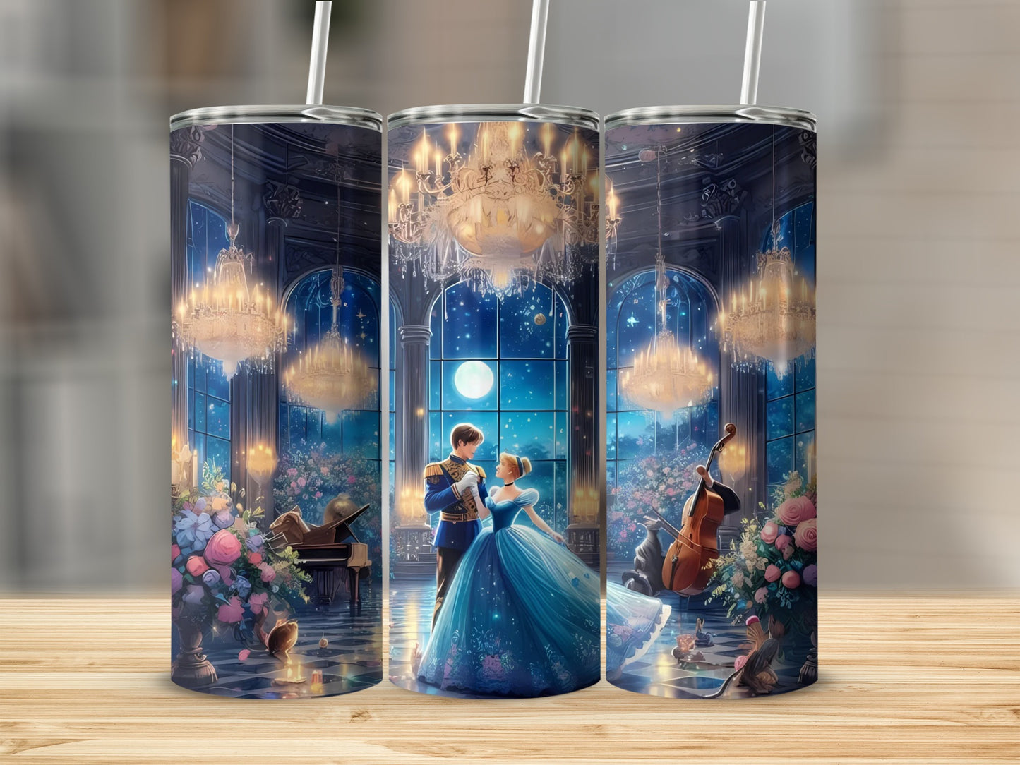 Enchanting Ballroom Scene with Musical Instruments Tumbler