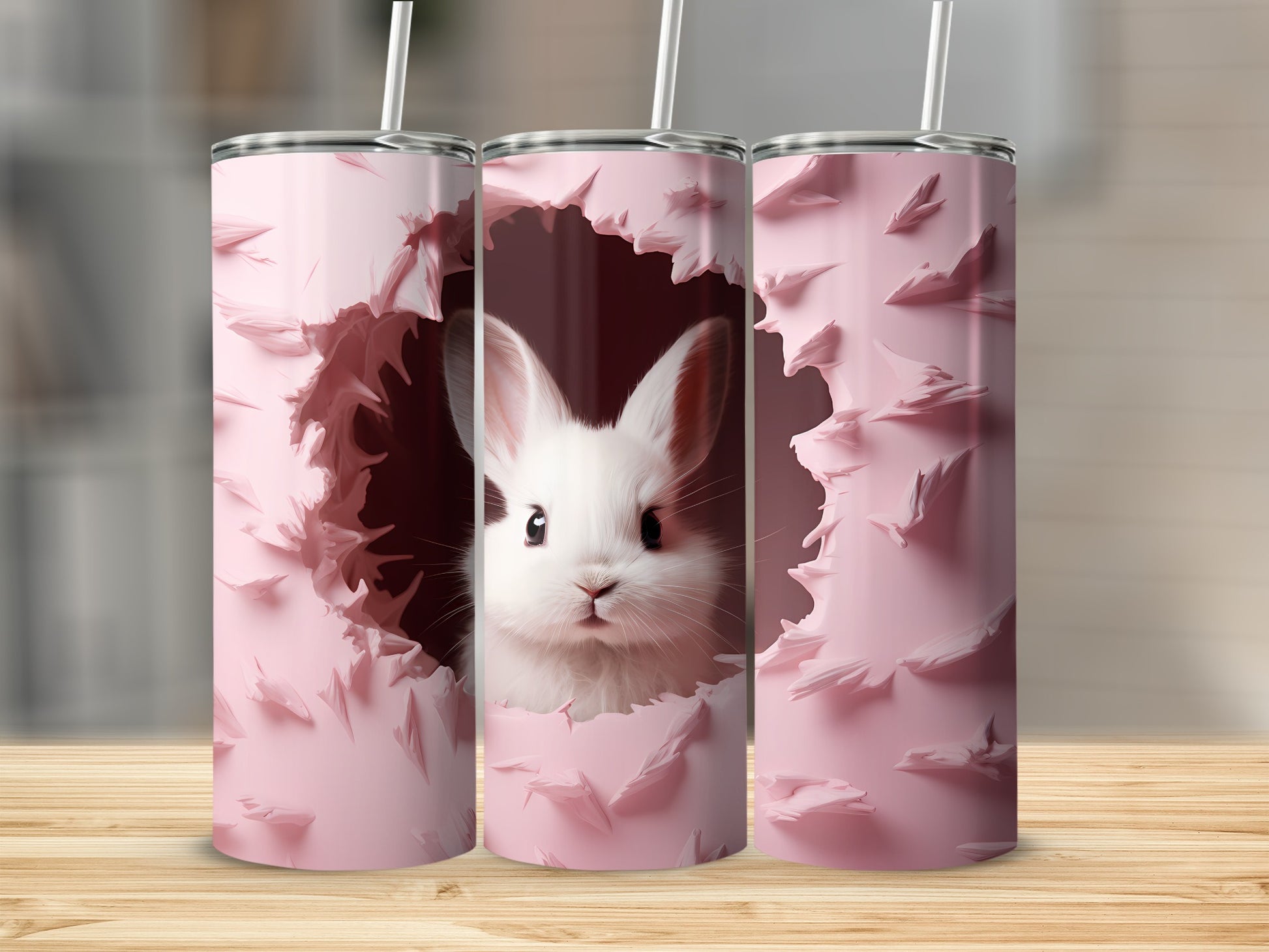 Cute Bunny Design Pink Tumbler for Beverage Lovers