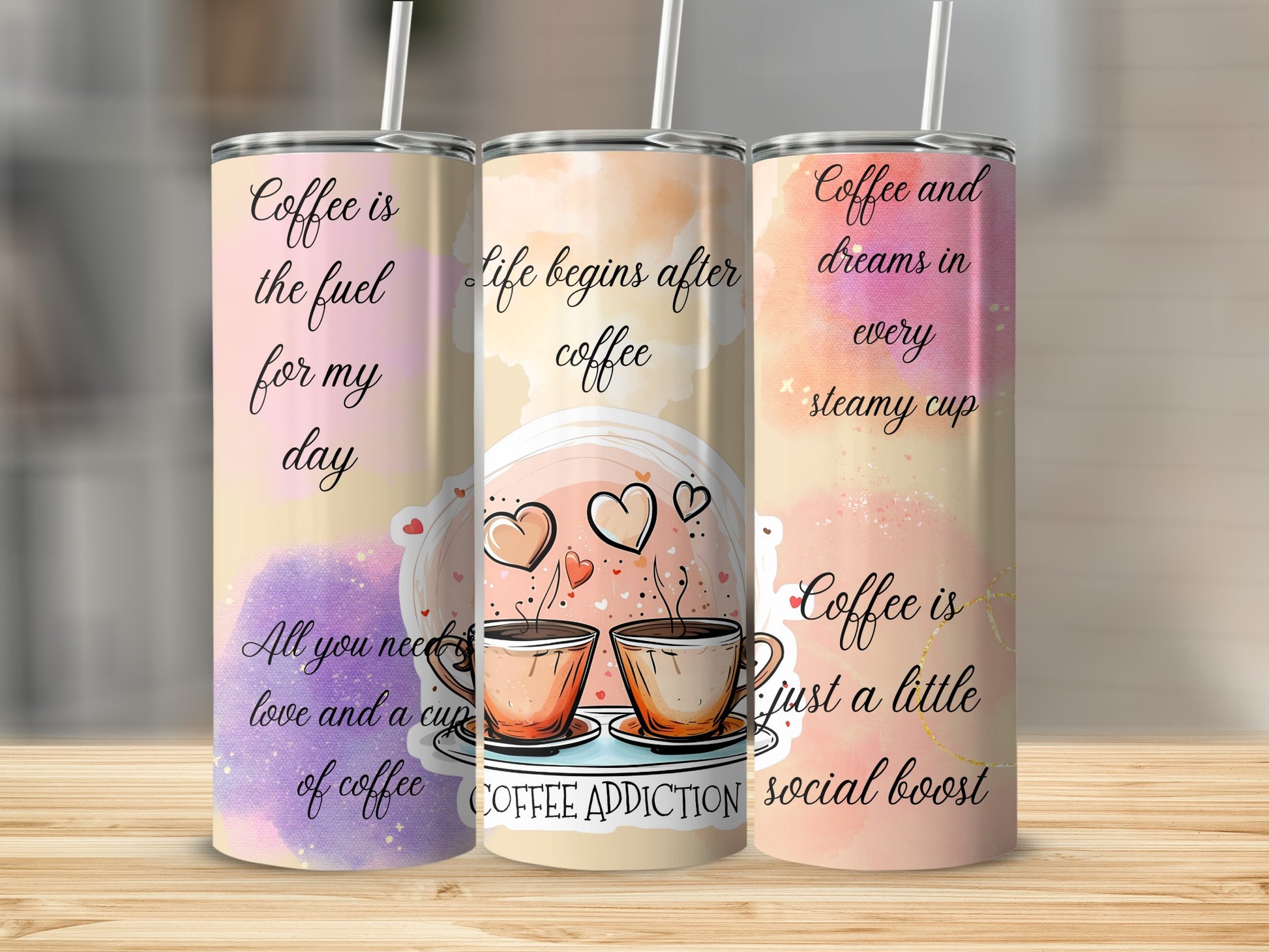 Coffee Addiction Inspiring Quotes Tumbler