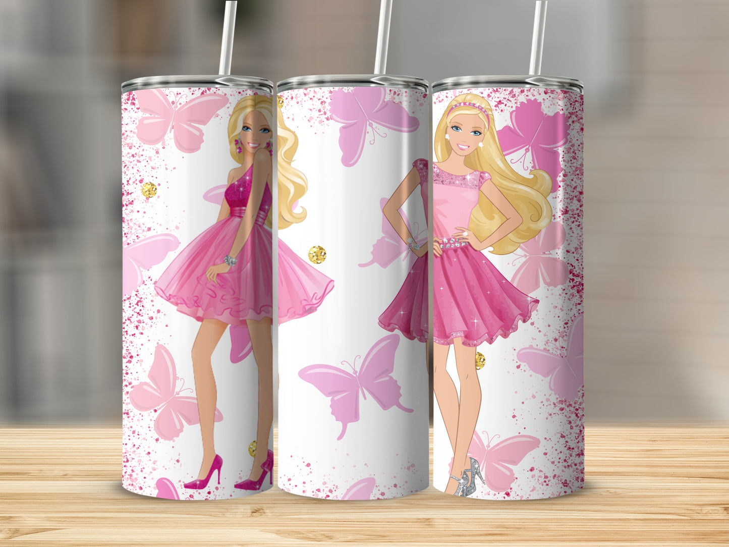 Two Blonde Girls Butterfly Background Dress Up Image Tumblers