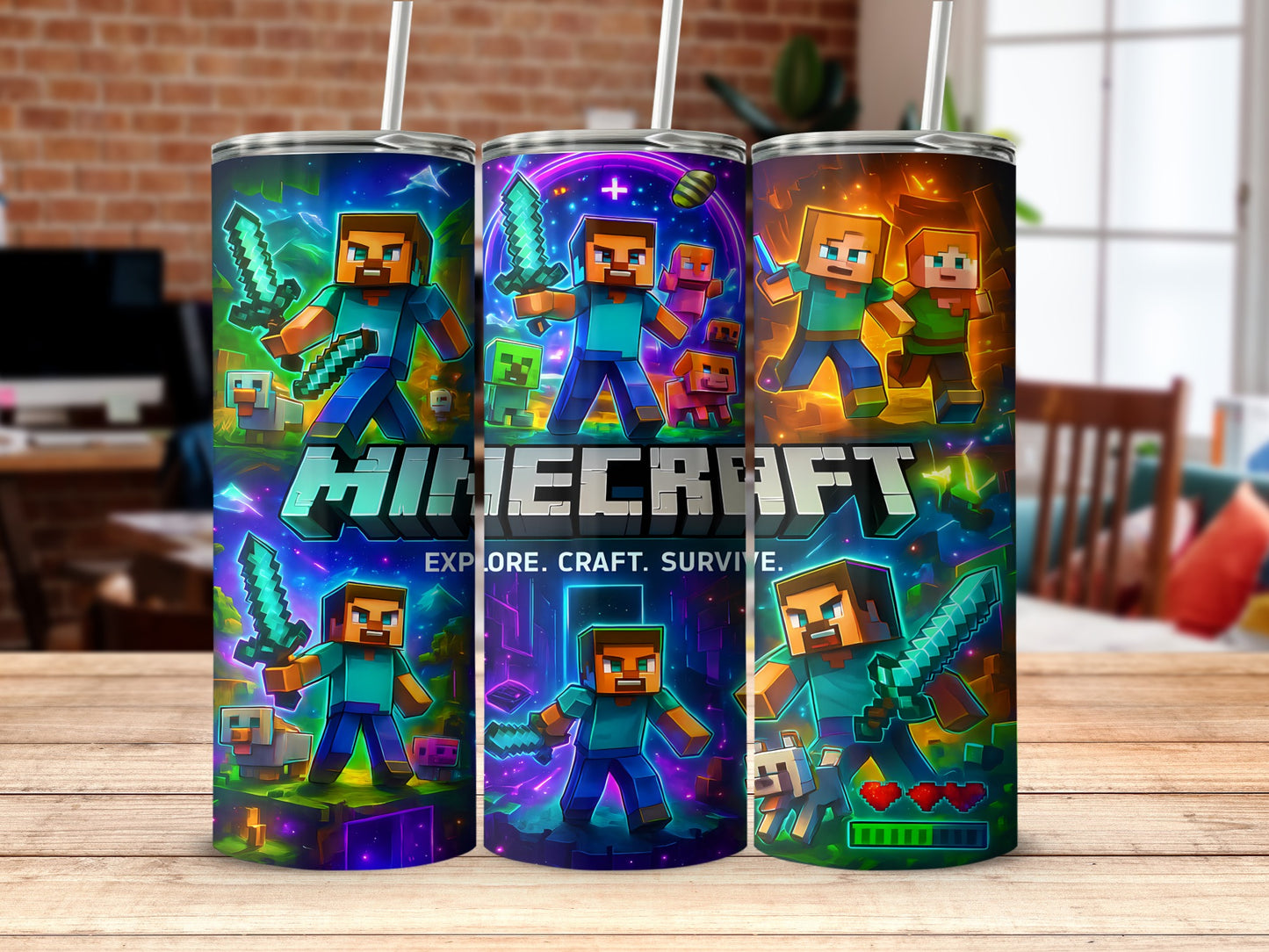 Colorful Minecraft Design Tumbler For Gaming Fans