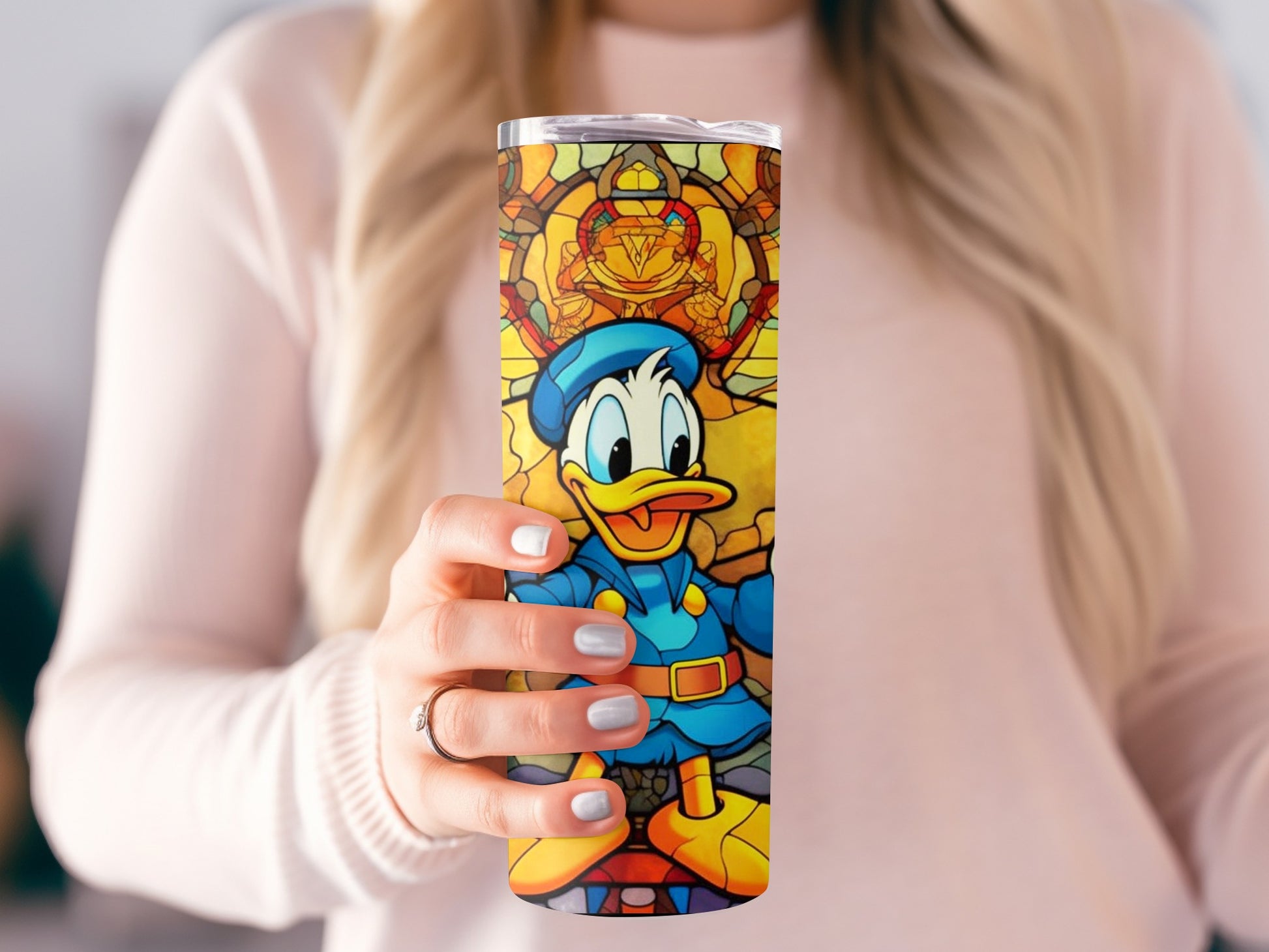 Stained Glass Donald Duck Tumbler Insulated Travel Mug
