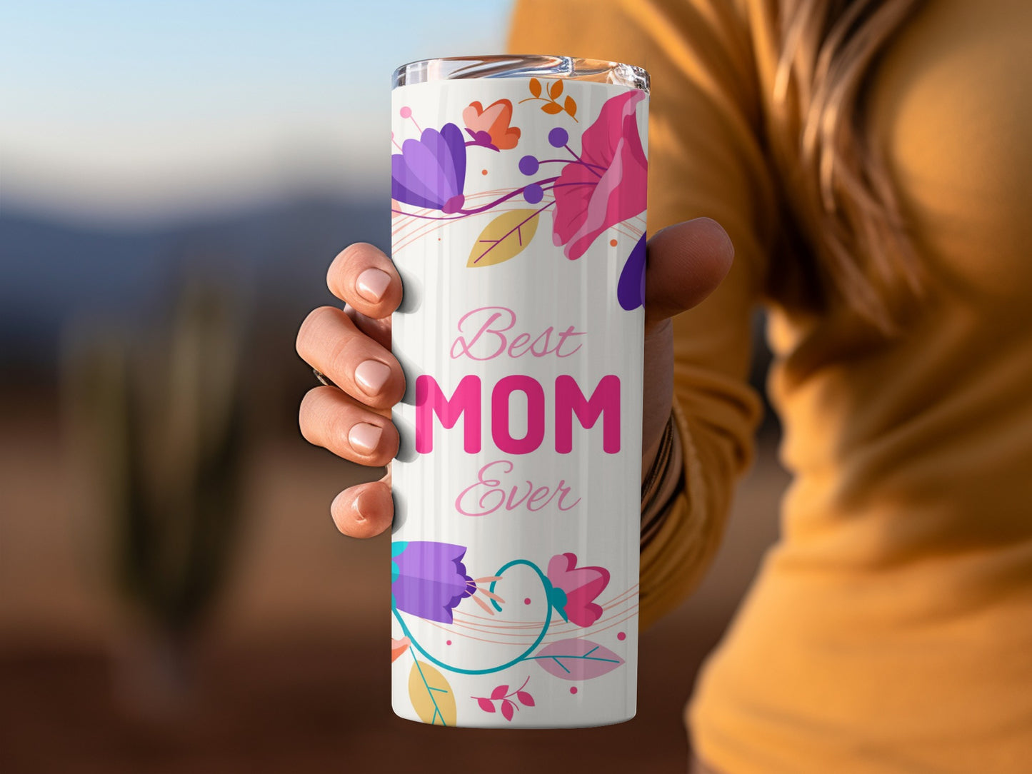 Best Mom Ever Colorful Floral Design Tumbler