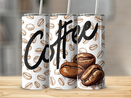 Coffee Bean Design Insulated Tumbler with Straw Cup