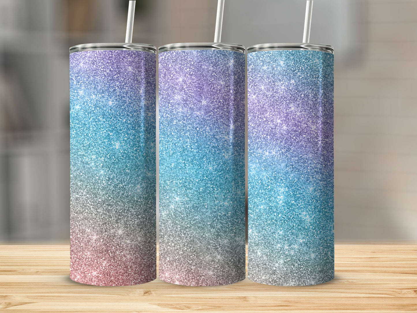 Sparkling Gradient Insulated Tumbler with Straw