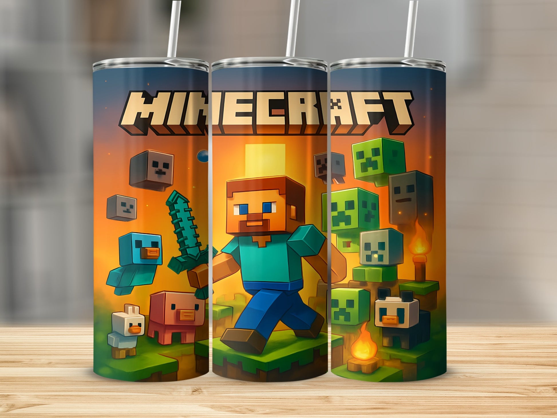 Colorful Adventure Minecraft Tumbler for Kids Gift