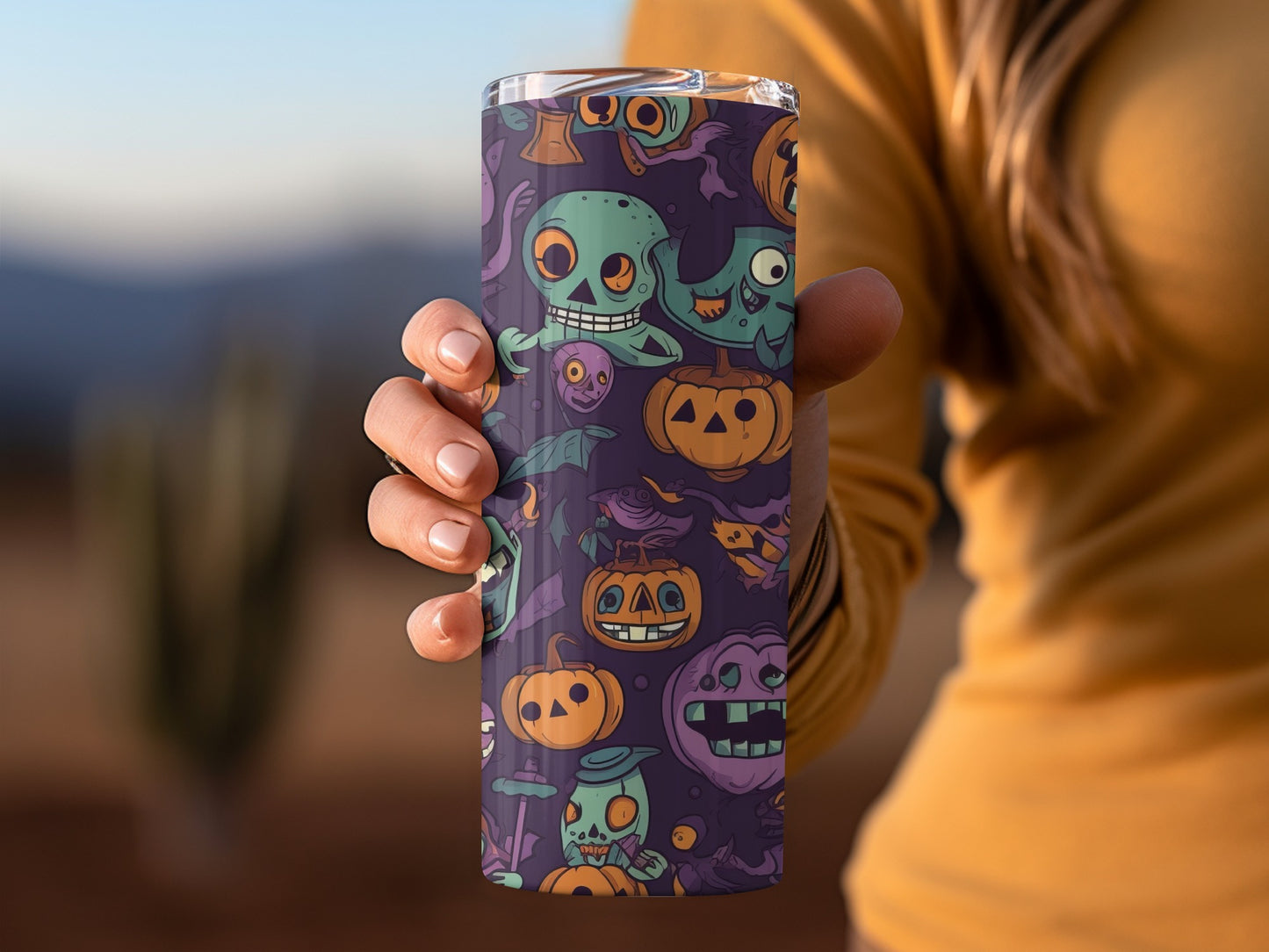 Spooky Halloween Characters Design Travel Mug