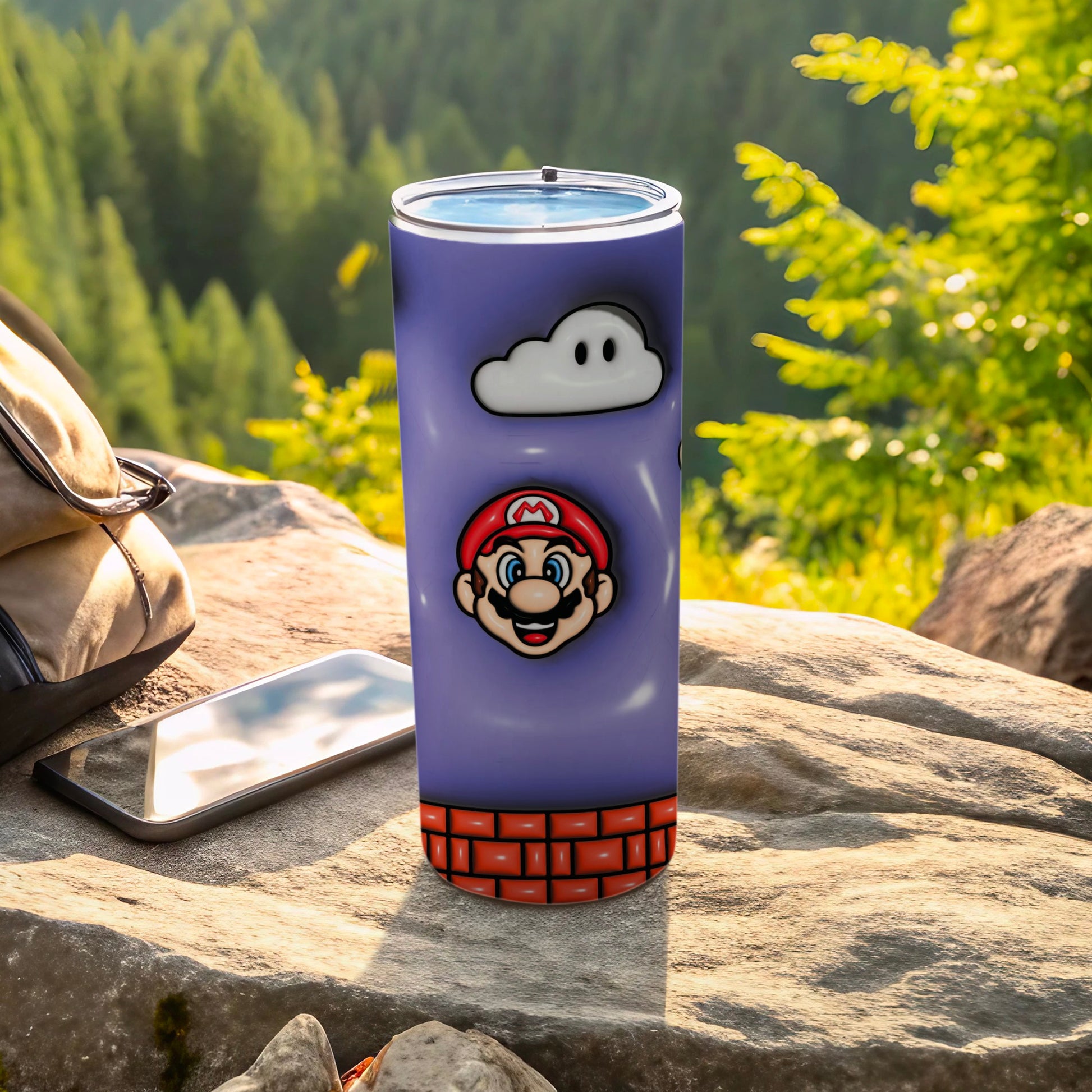 Mario and Cloud Themed Tumbler for Gamers and Fans