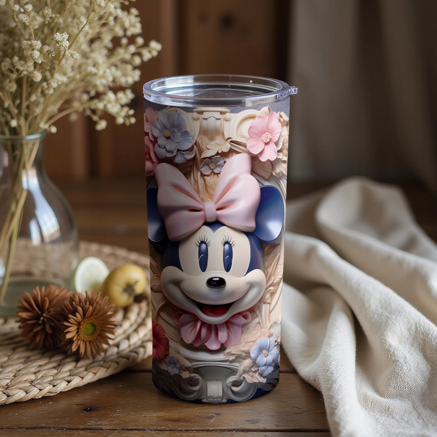Adorable Floral Minnie Mouse Tumbler for Kids and Adults