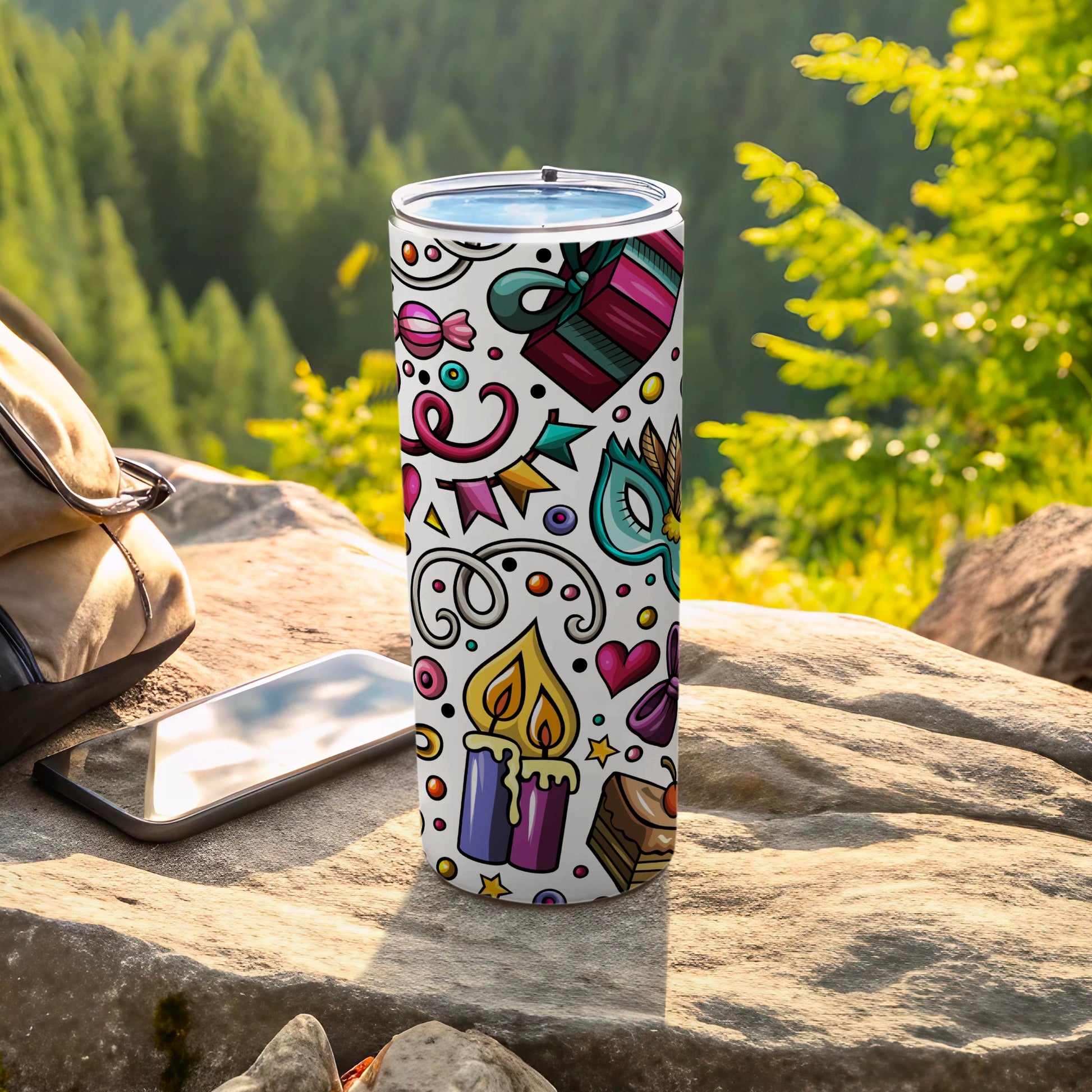 Colorful Travel Tumbler with Fun Celebration Design