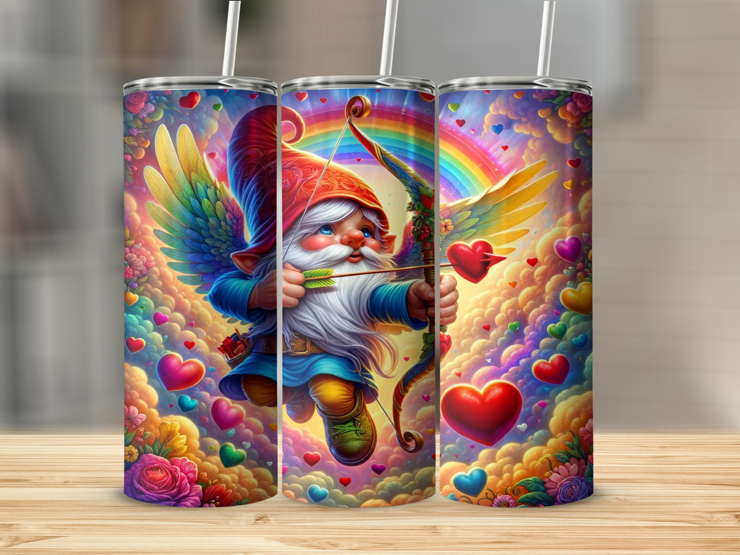 Gnome Cupid with Rainbow Wings Tumbler product