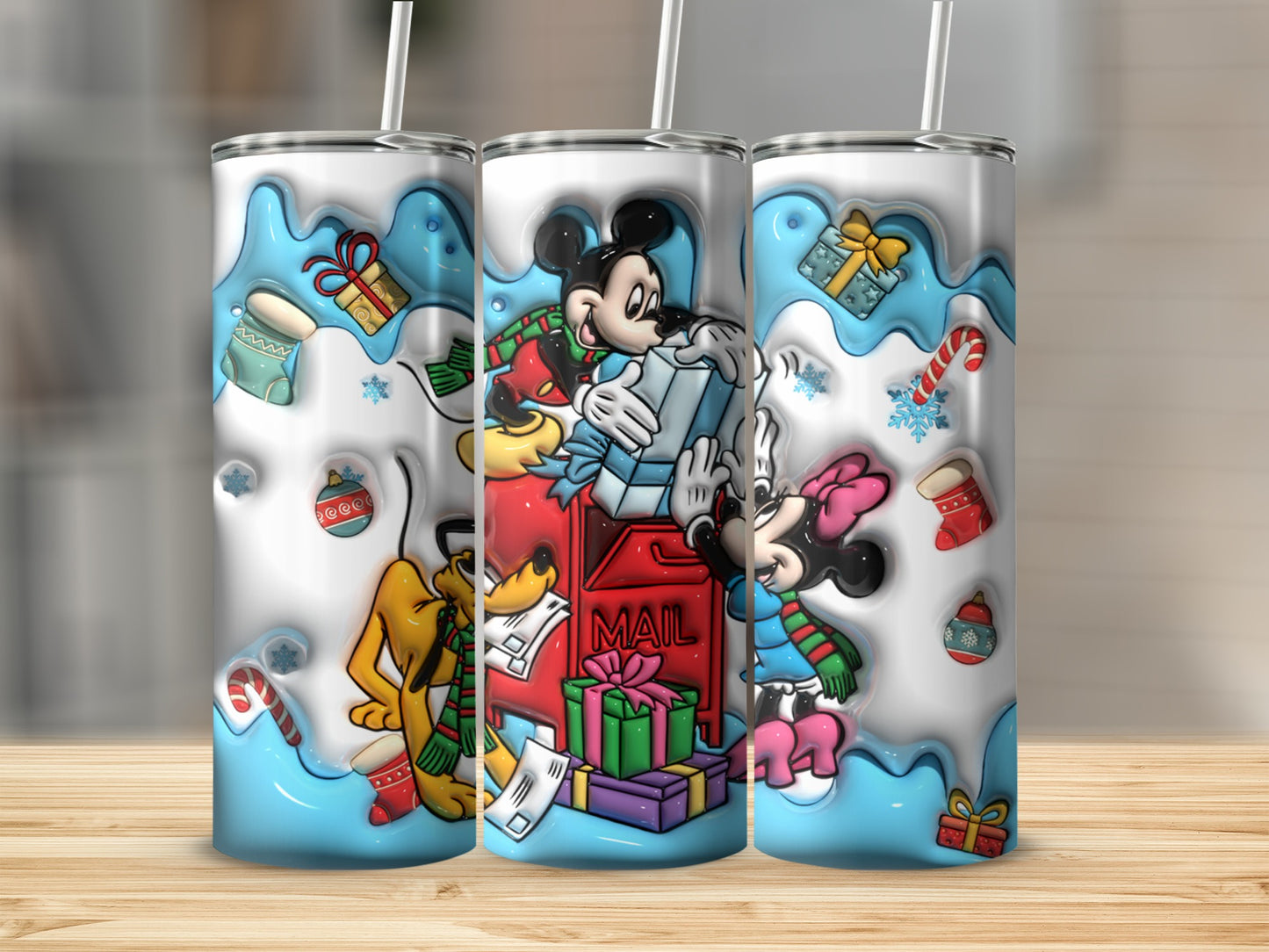 Christmas Mickey and Friends Tumbler with Straw