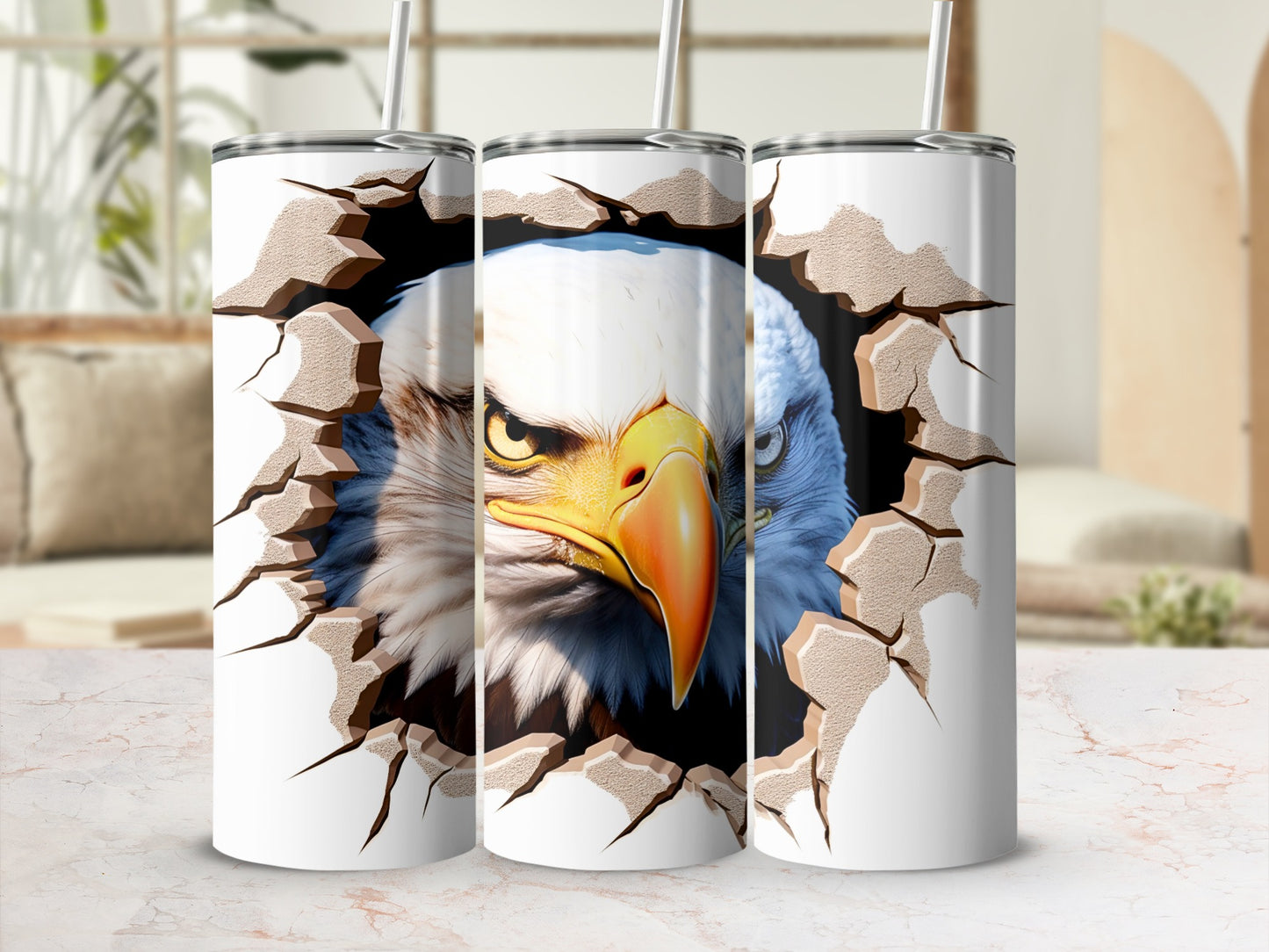 Fierce Bald Eagle Cracked Wall Design product type