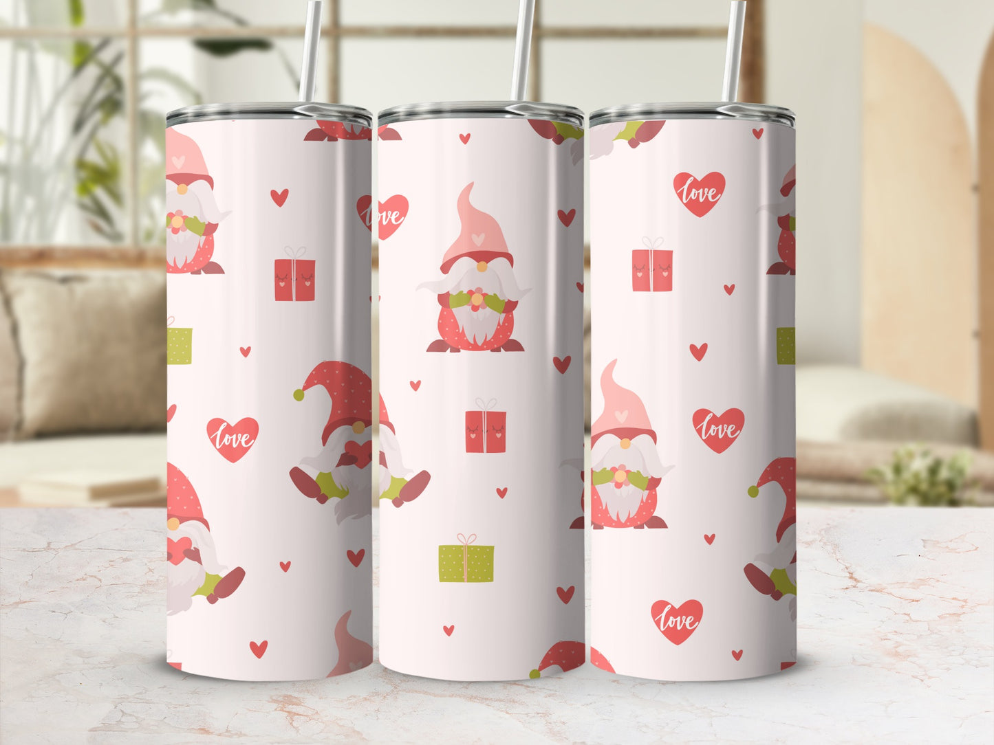 Adorable Valentine Gnome Themed Tumbler Product