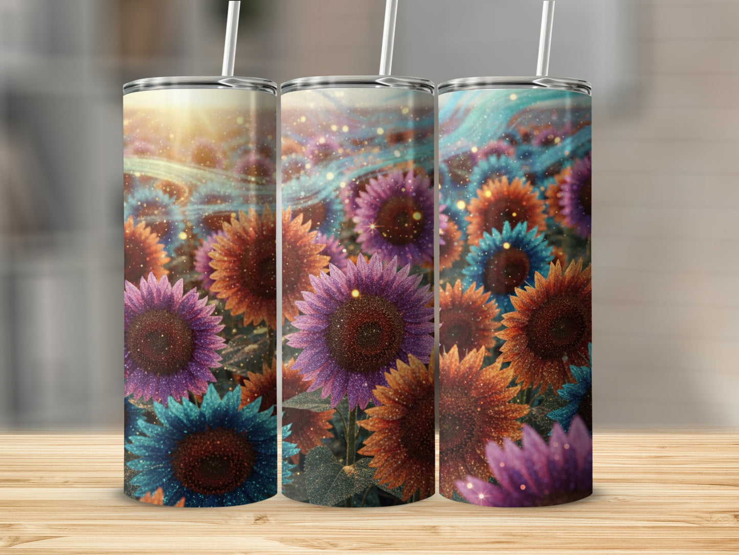 Colorful Sunflowers in Nature Wrap Tumbler Product