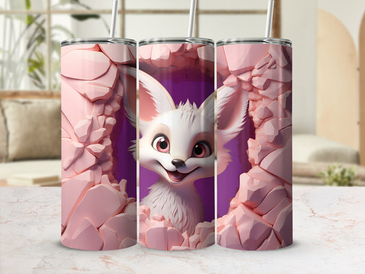 Cute Fennec Fox Design in 3D Art Tumbler Cups