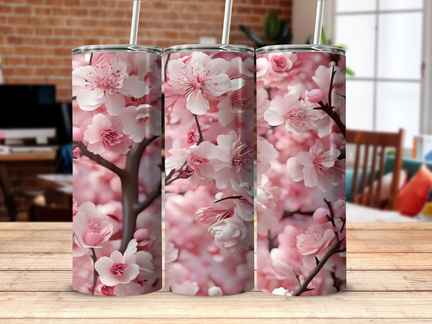 Delicate Pink Cherry Blossom Floral Skinny Tumbler product type