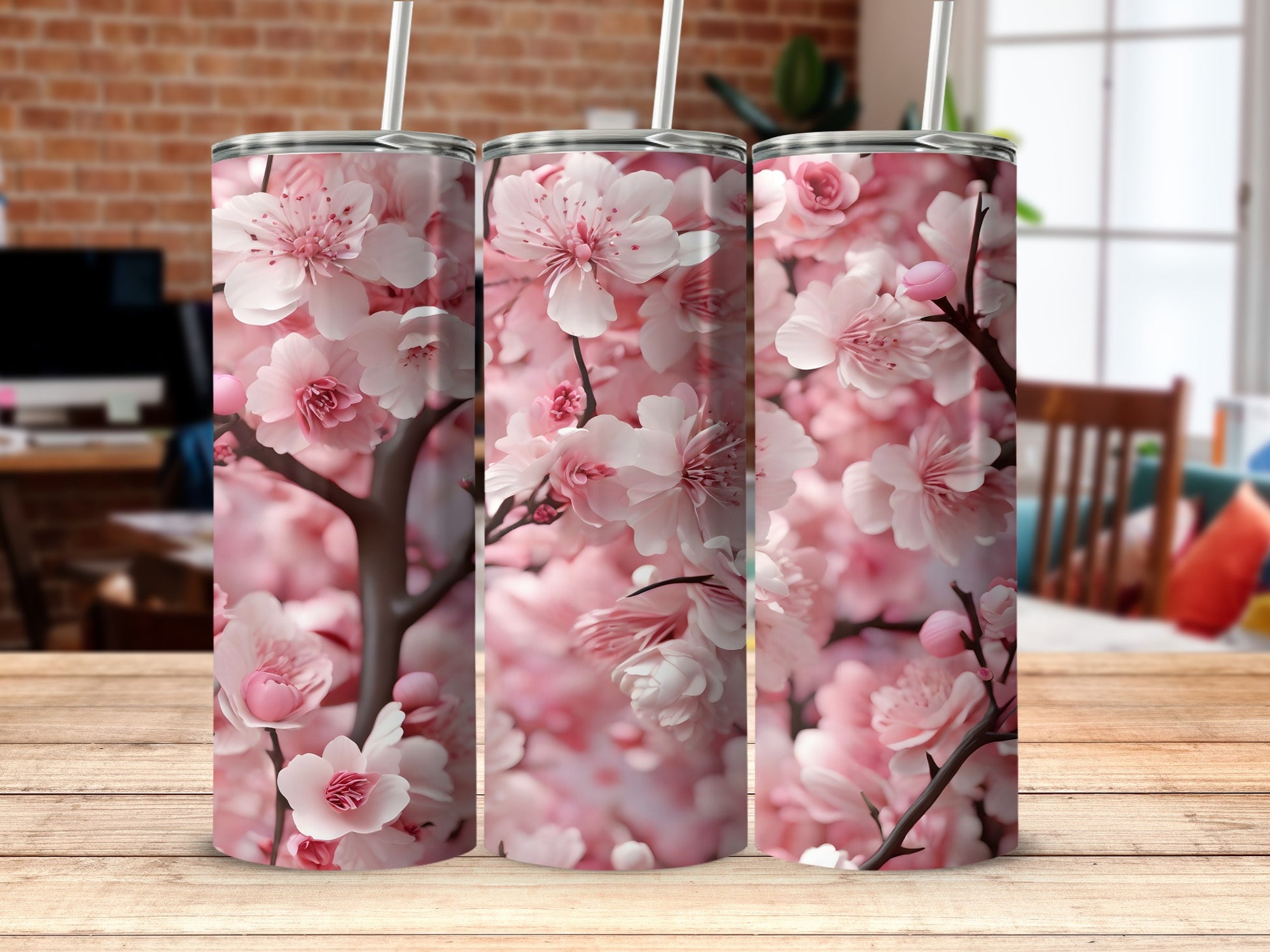 Delicate Pink Cherry Blossom Floral Skinny Tumbler product type