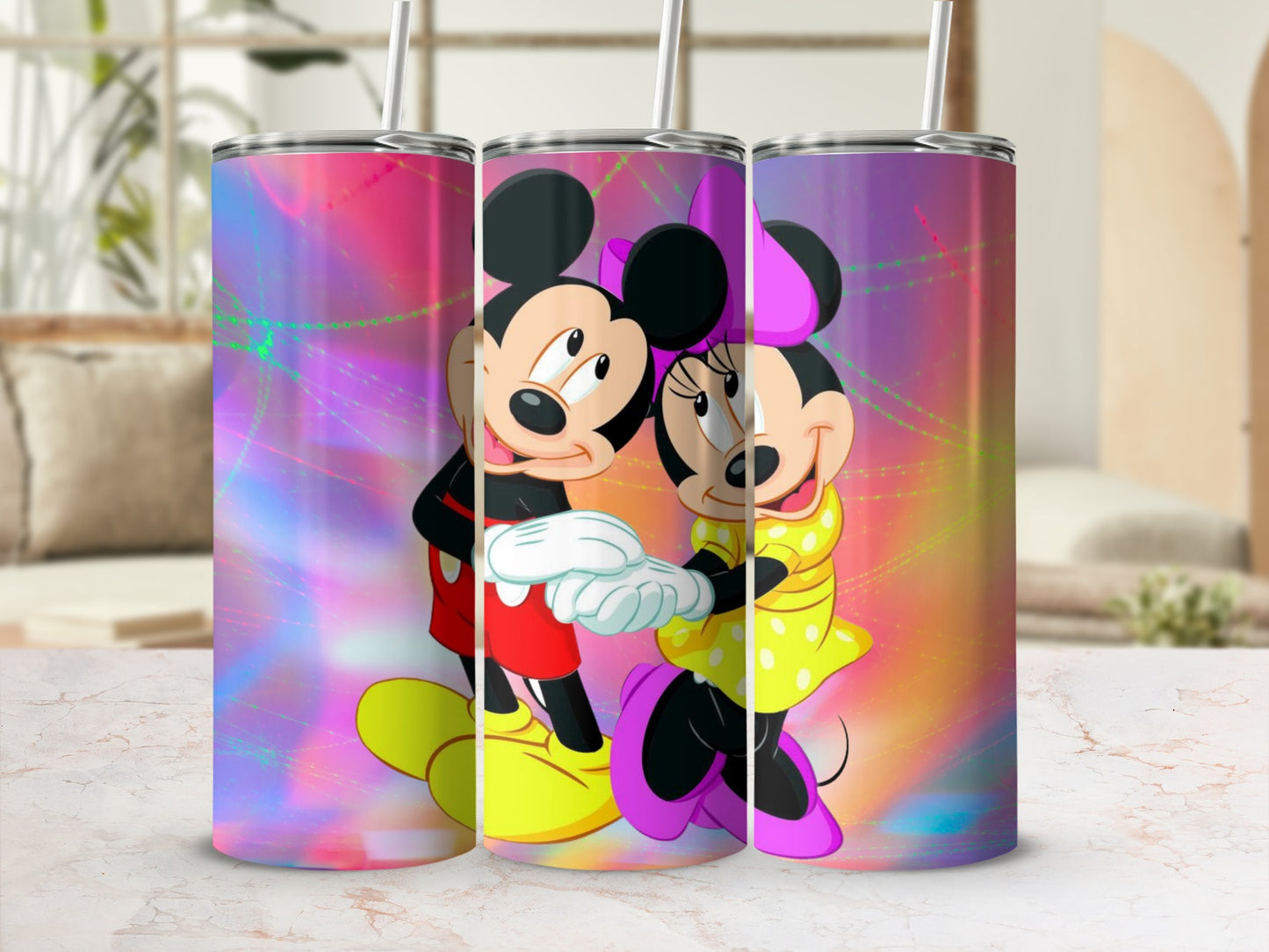 Mickey and Minnie Colorful Tumbler Design