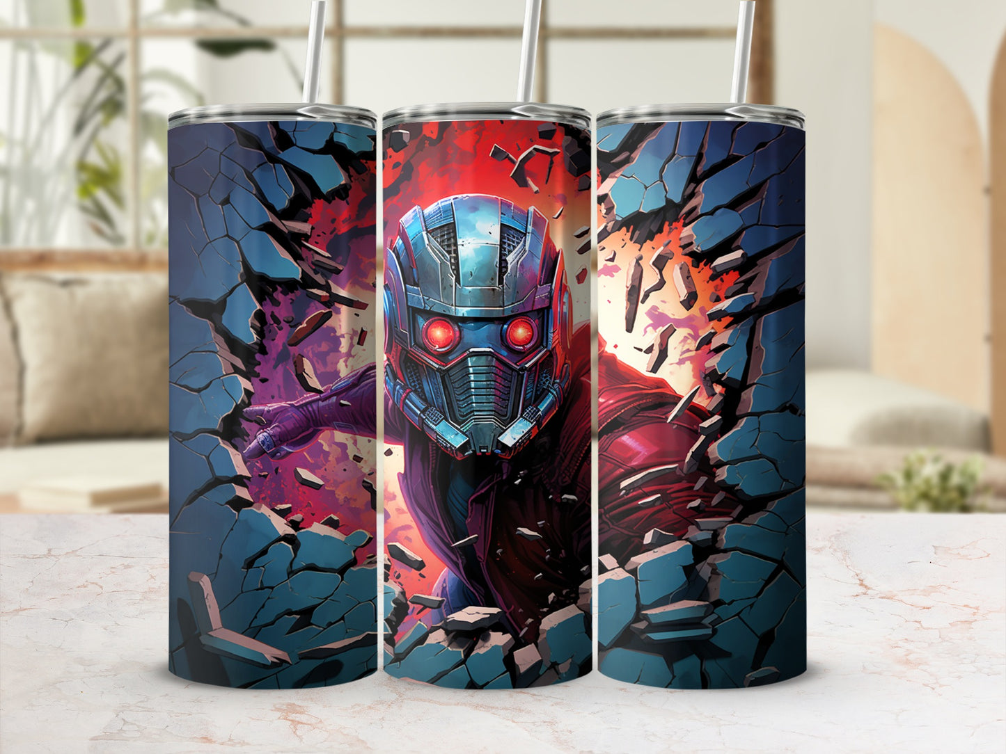 Vibrant Breakthrough Comic-Themed Tumbler