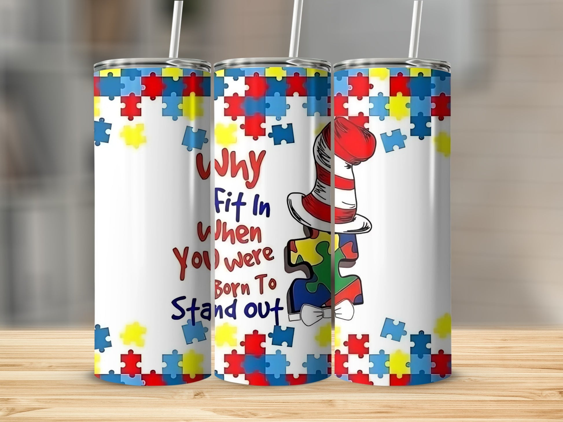 Fun Puzzle Pattern Insulated Tumbler Standing Out