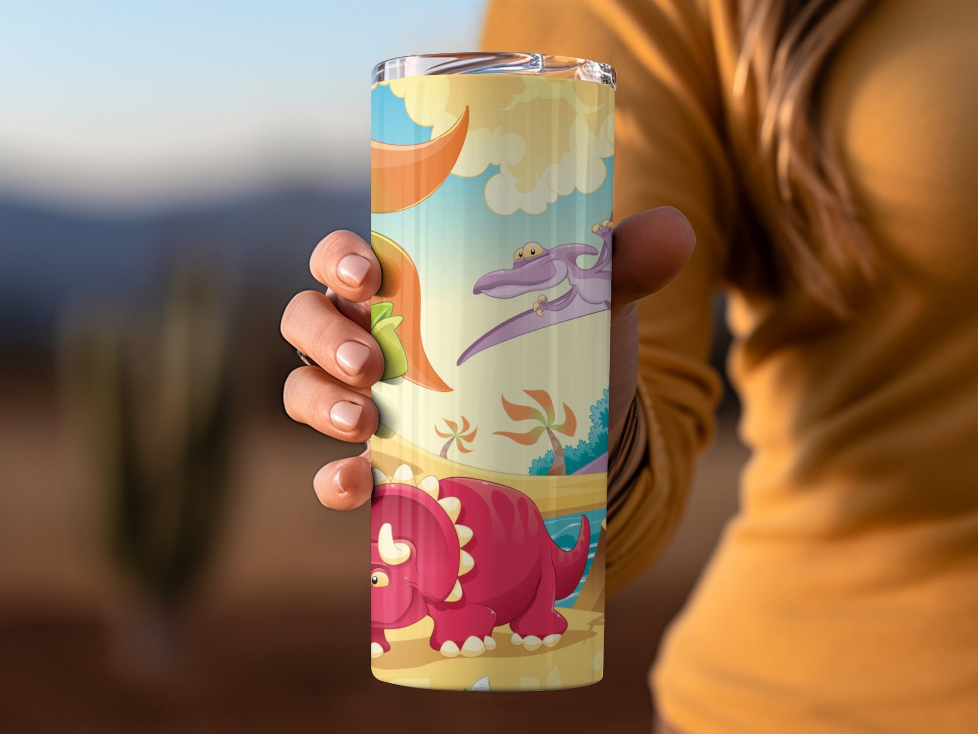 Cute Colorful Dinosaur Illustration Tumbler Product
