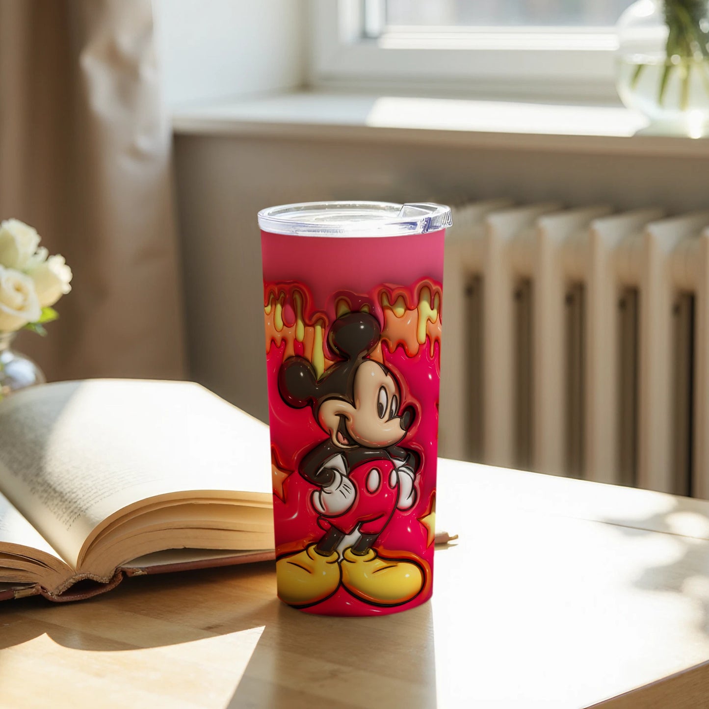 Mickey Mouse Red Tumbler with Yellow Shoes Design