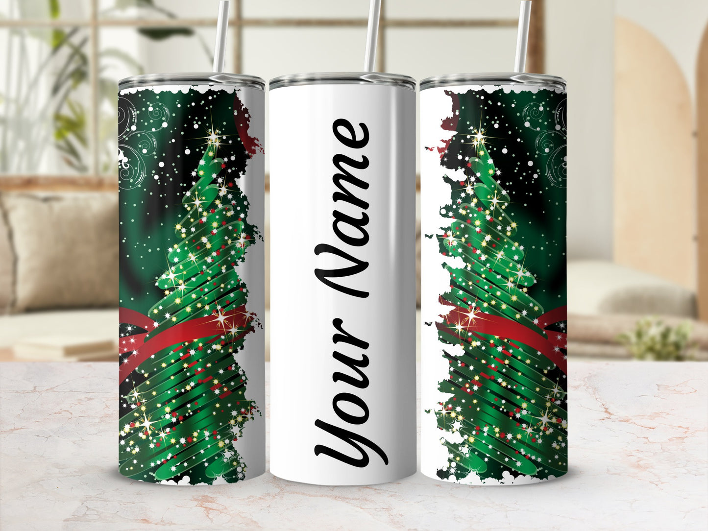 Personalized Christmas Tree Tumbler Custom Name Gift