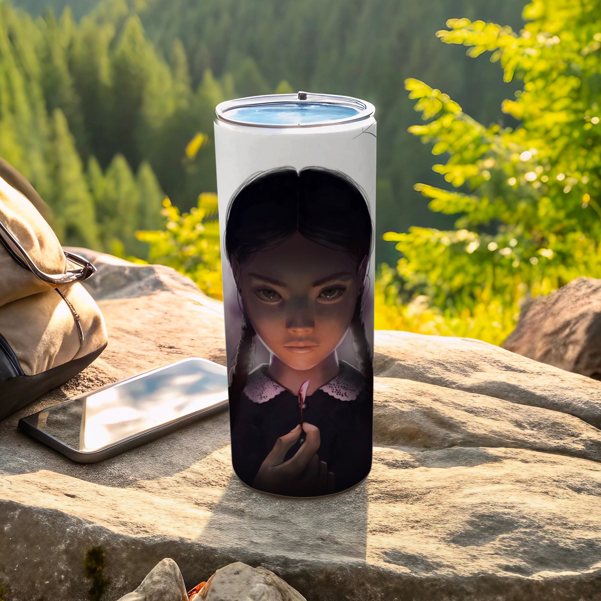 Dark Enigmatic Character Themed Outdoor Travel Mug