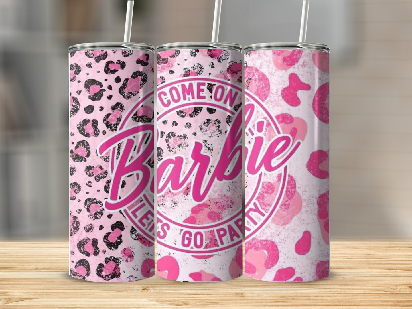 Barbie Leopard Print Tumbler Let's Go Party