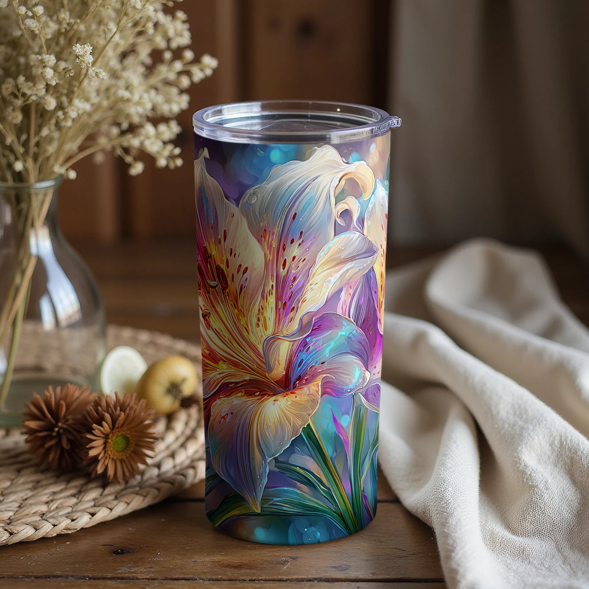 Floral Fantasy Art Tumbler Design for Modern Aesthetics
