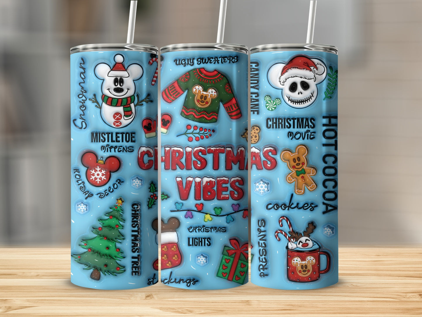 Christmas Vibes Holiday Decor Themed Tumbler Cup