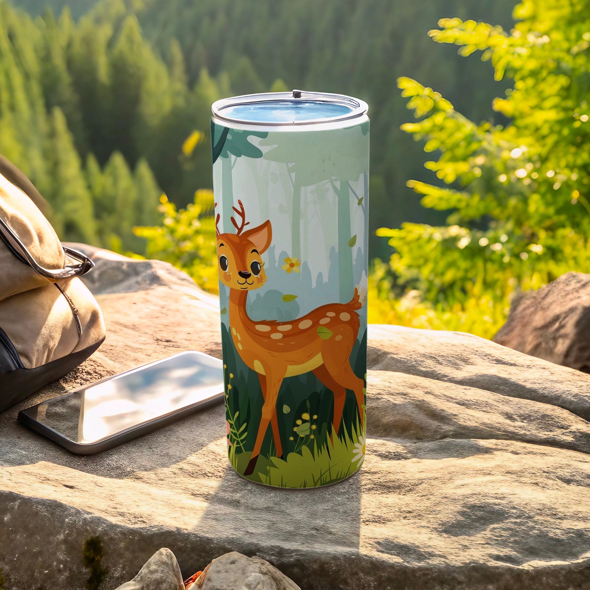 Adorable Fawn Forest Design Beverage Tumbler Product Type
Tumbler, Deer, Fawn, Forest, Nature, Wildlife, Cartoon Deer, Cute Deer, Animal Print, Beverage Container, Drinkware, Outdoor Gear, Camping Tumbler, Travel Mug, Woodland Theme, Kids Design, Portable Cup, Insulated Tumbler, Green Forest, Deer Graphics
