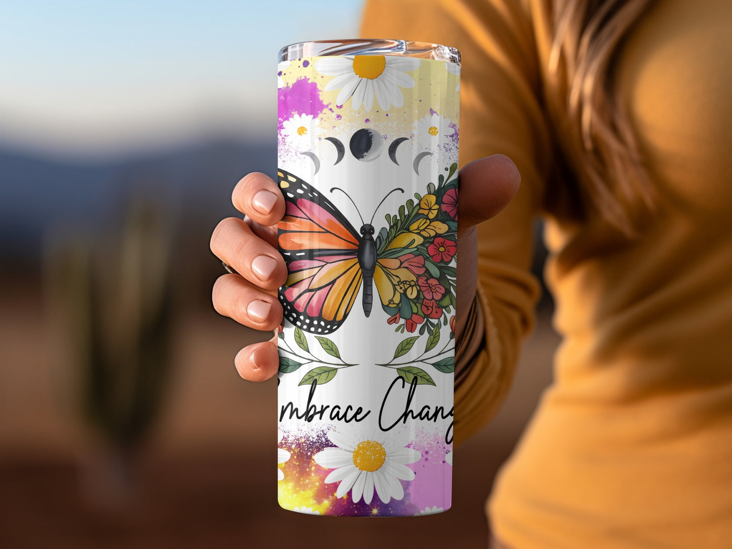 Colorful Butterfly Embrace Change Graphic Tumbler