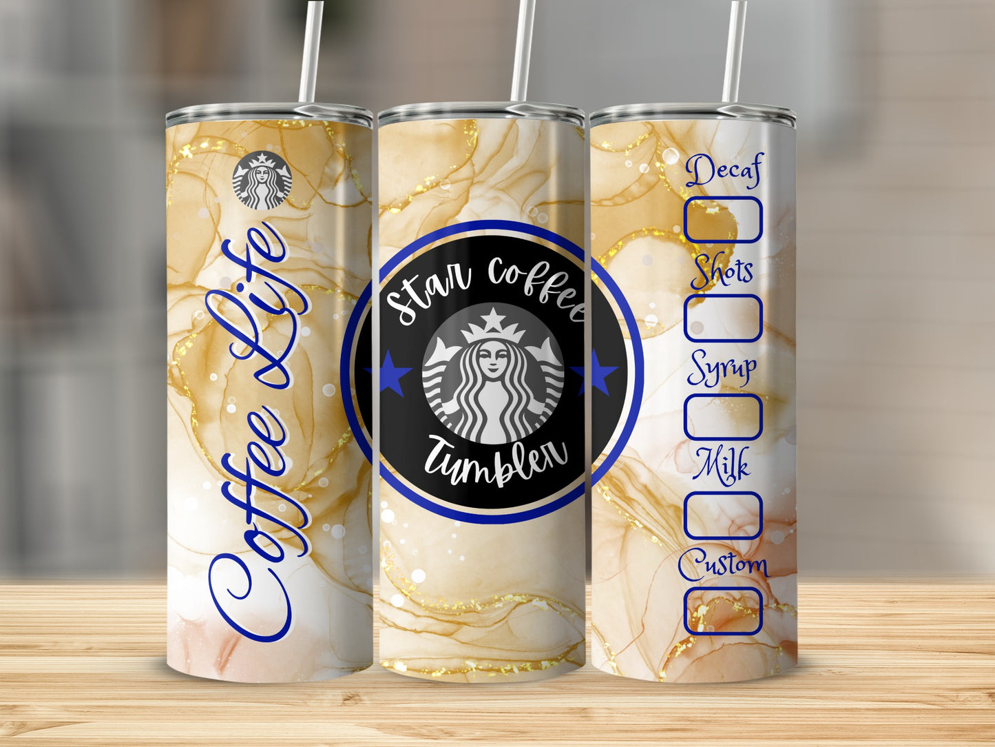 Coffee Life Star Coffee Tumbler with Checklist Design