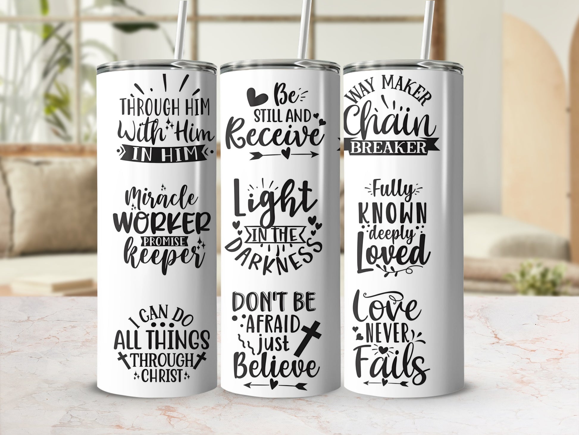 Inspirational Christian Quotes Insulated Tumbler Set