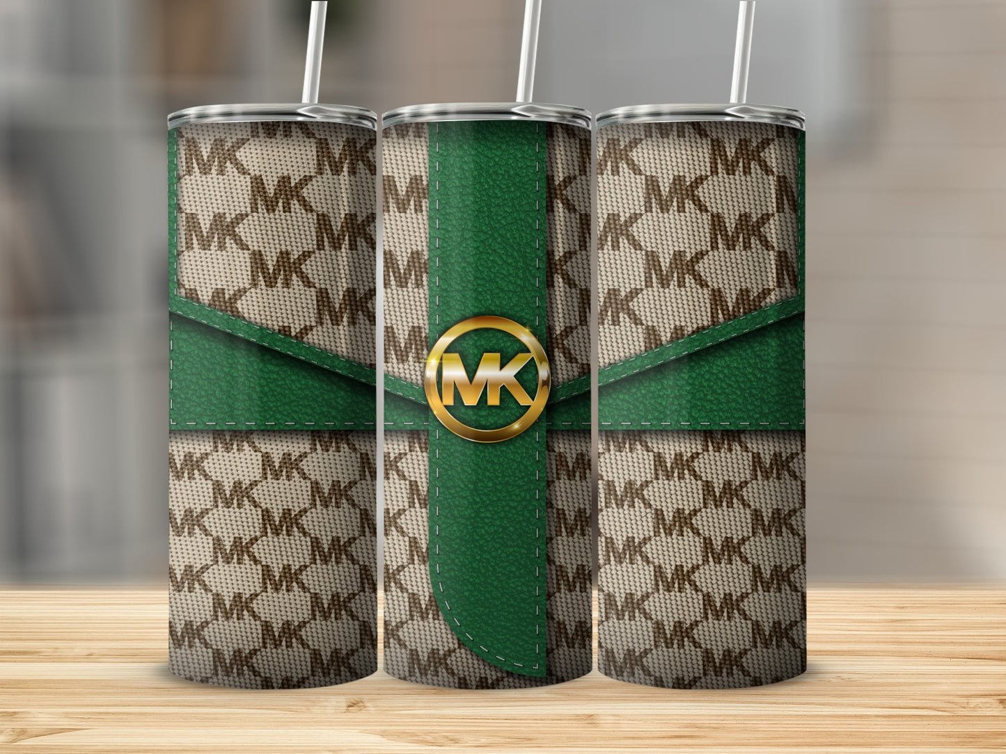 Green Patterned MK Custom Tumbler Stainless Steel
