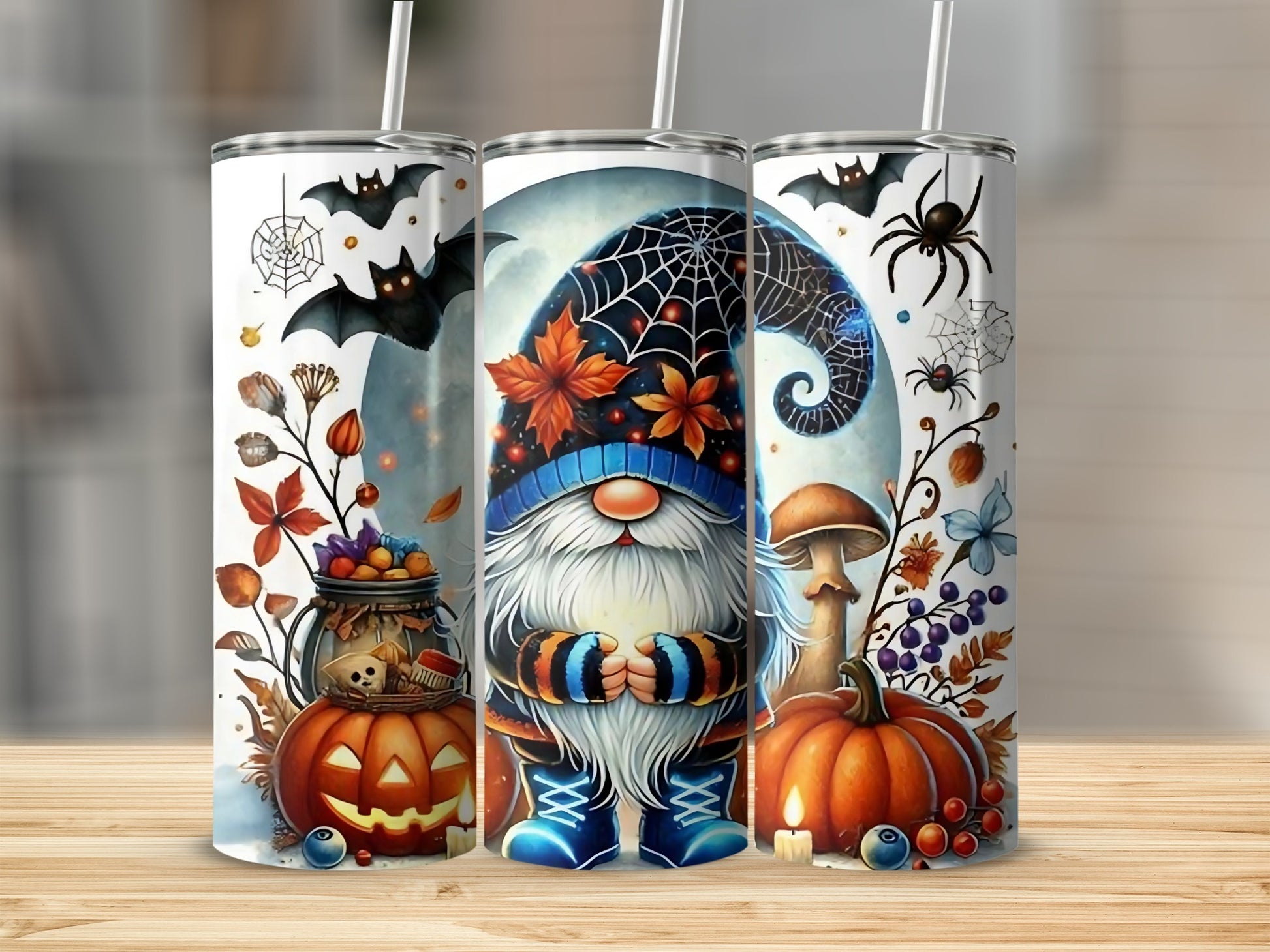 Halloween Gnome Autumn Pumpkin Decor Tall Tumbler