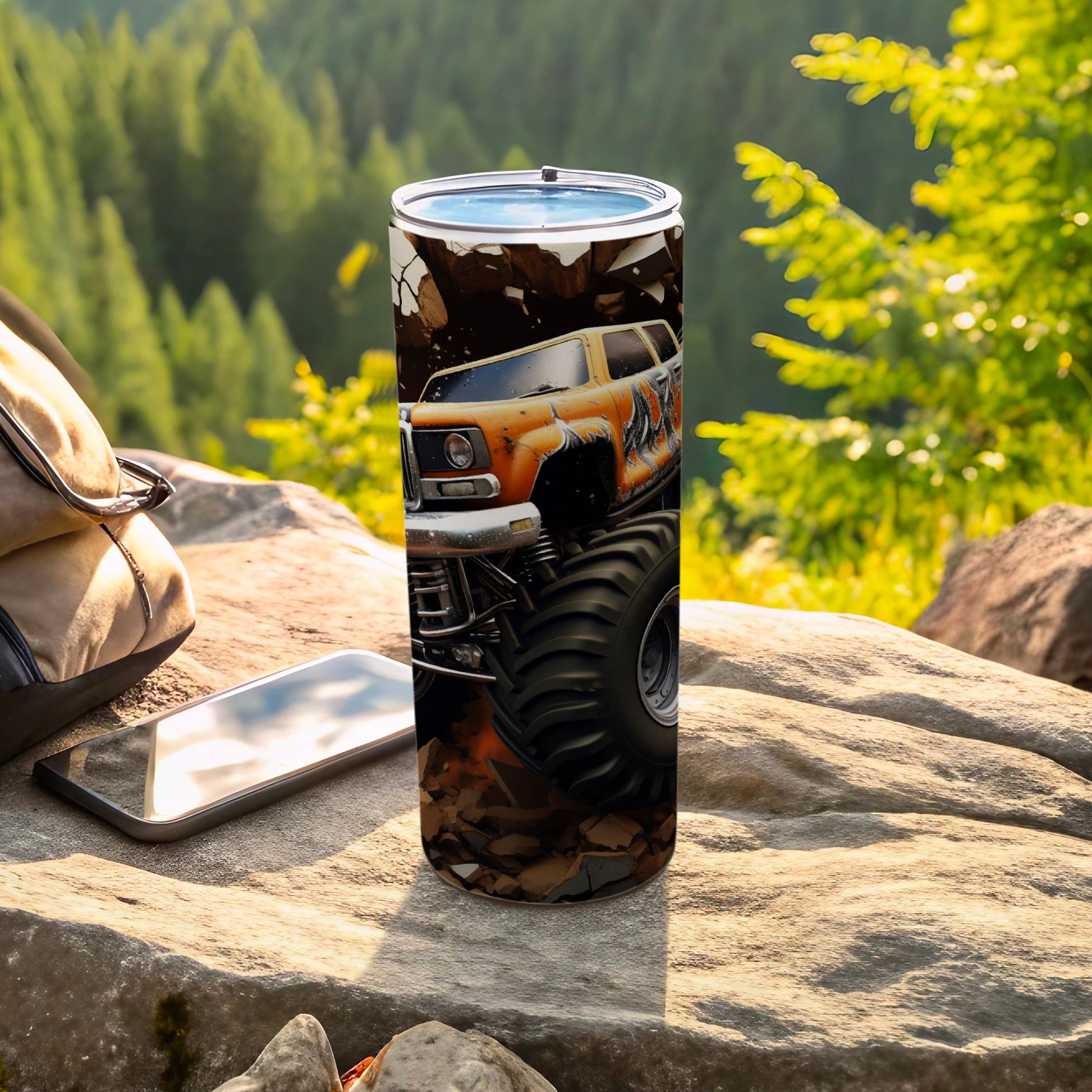 Durable Tumbler Featuring an Exciting Monster Truck Design
