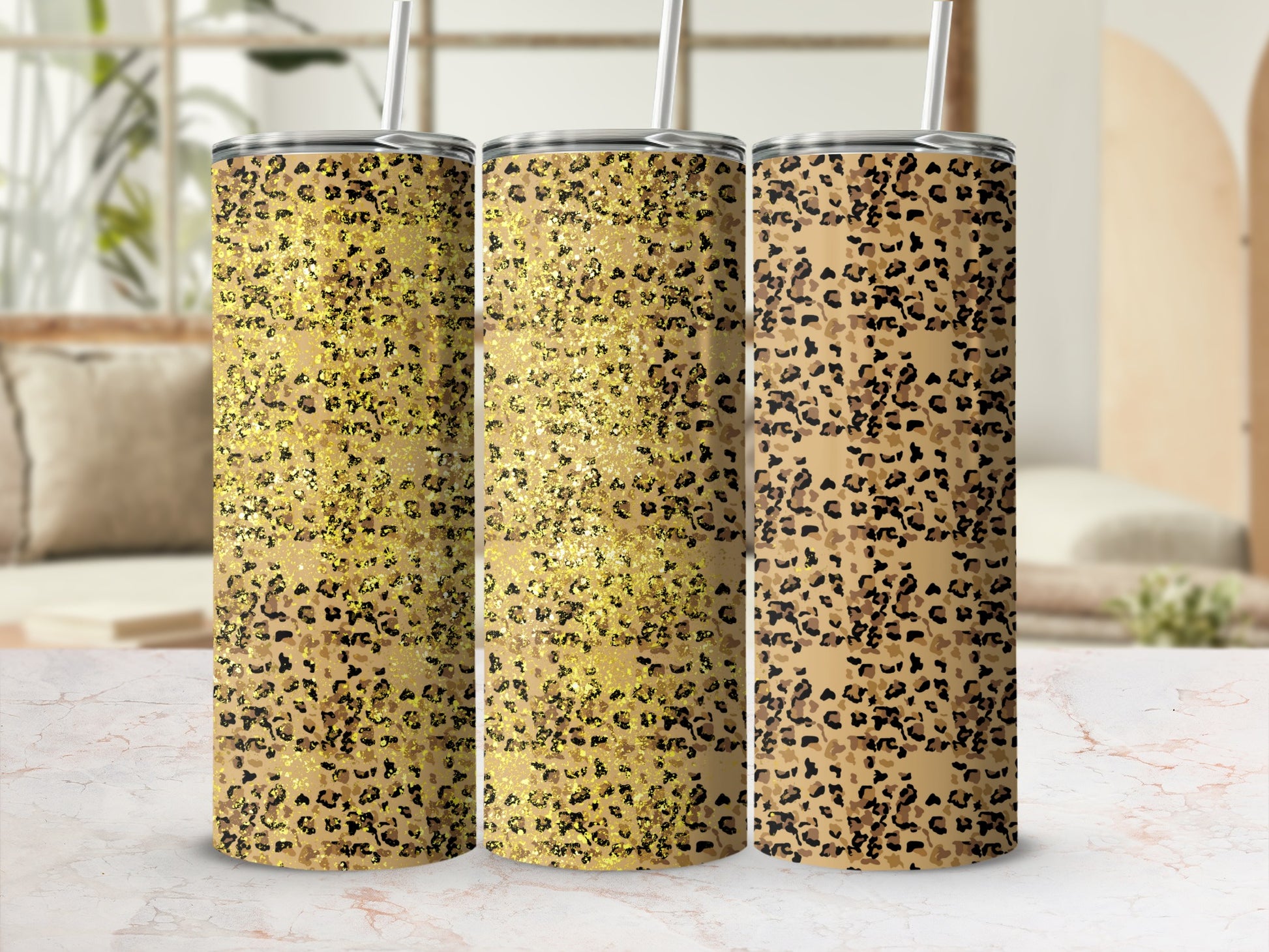Leopard Print Design Tumblers with Glitter Effect Product