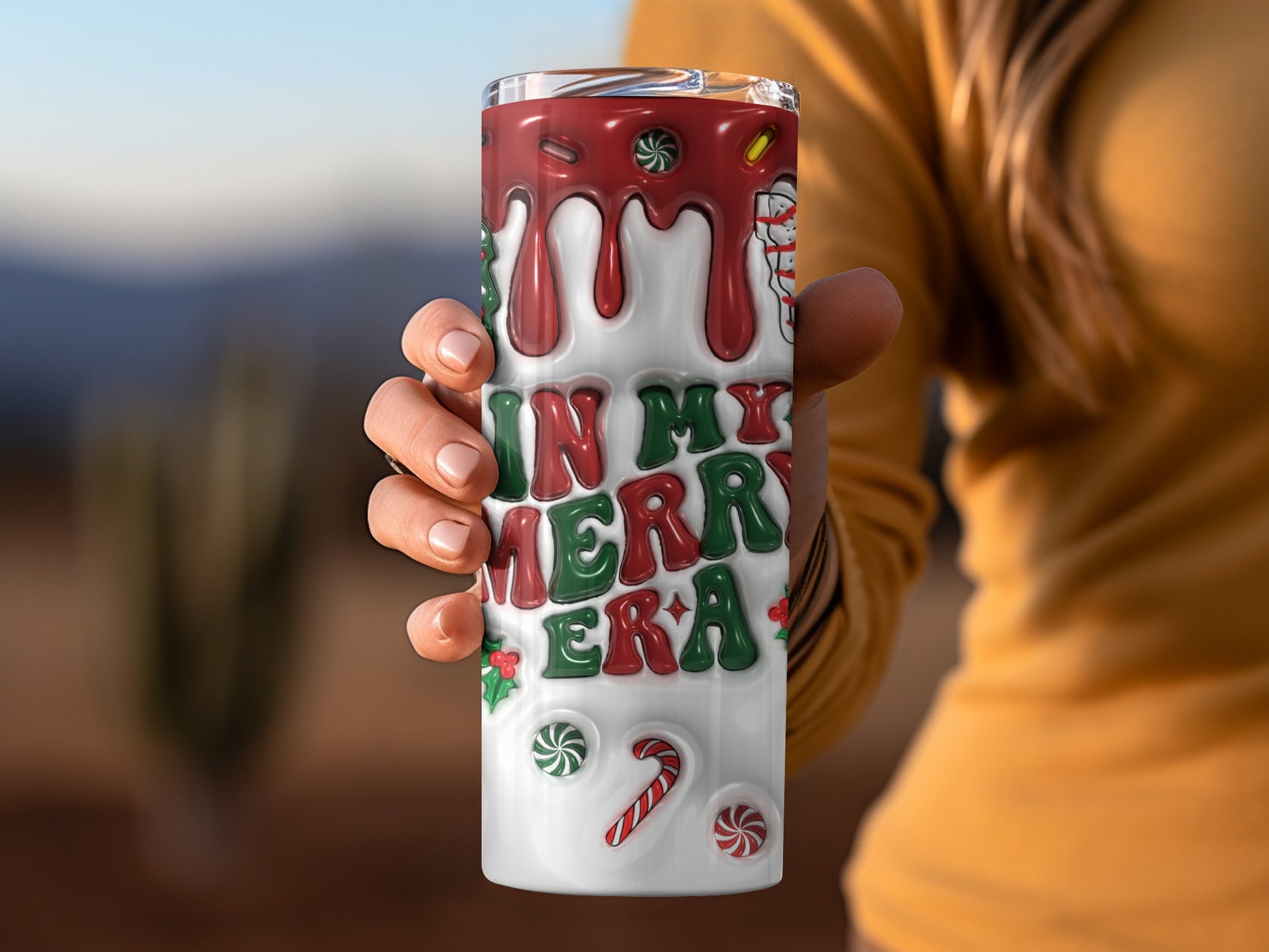 Fun Christmas Themed Tumbler with Red and Green Text