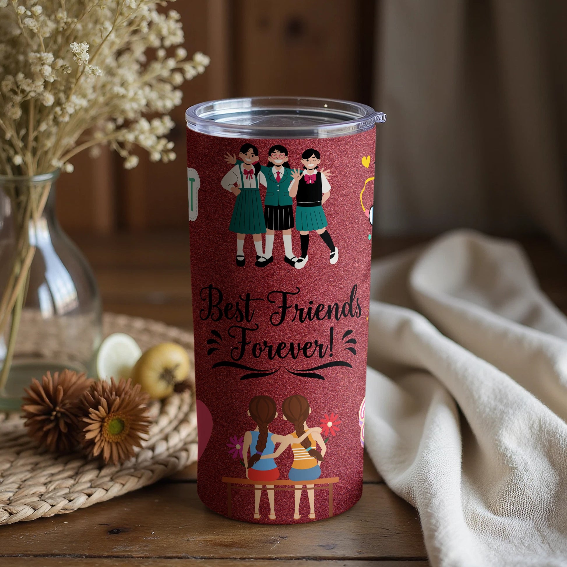 Best Friends Forever Illustrated Travel Mug