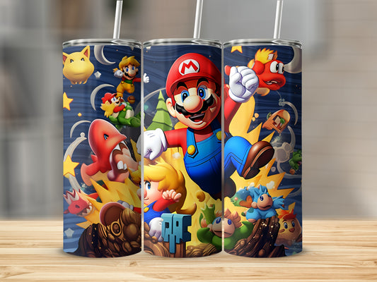 Colorful Superheroes Theme Vibrant Tumbler with Straw