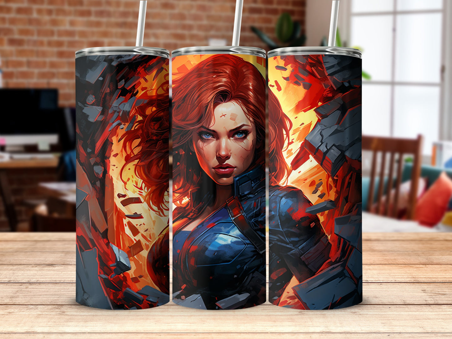 Fiery Redhead Warrior Graphic Insulated Tumbler