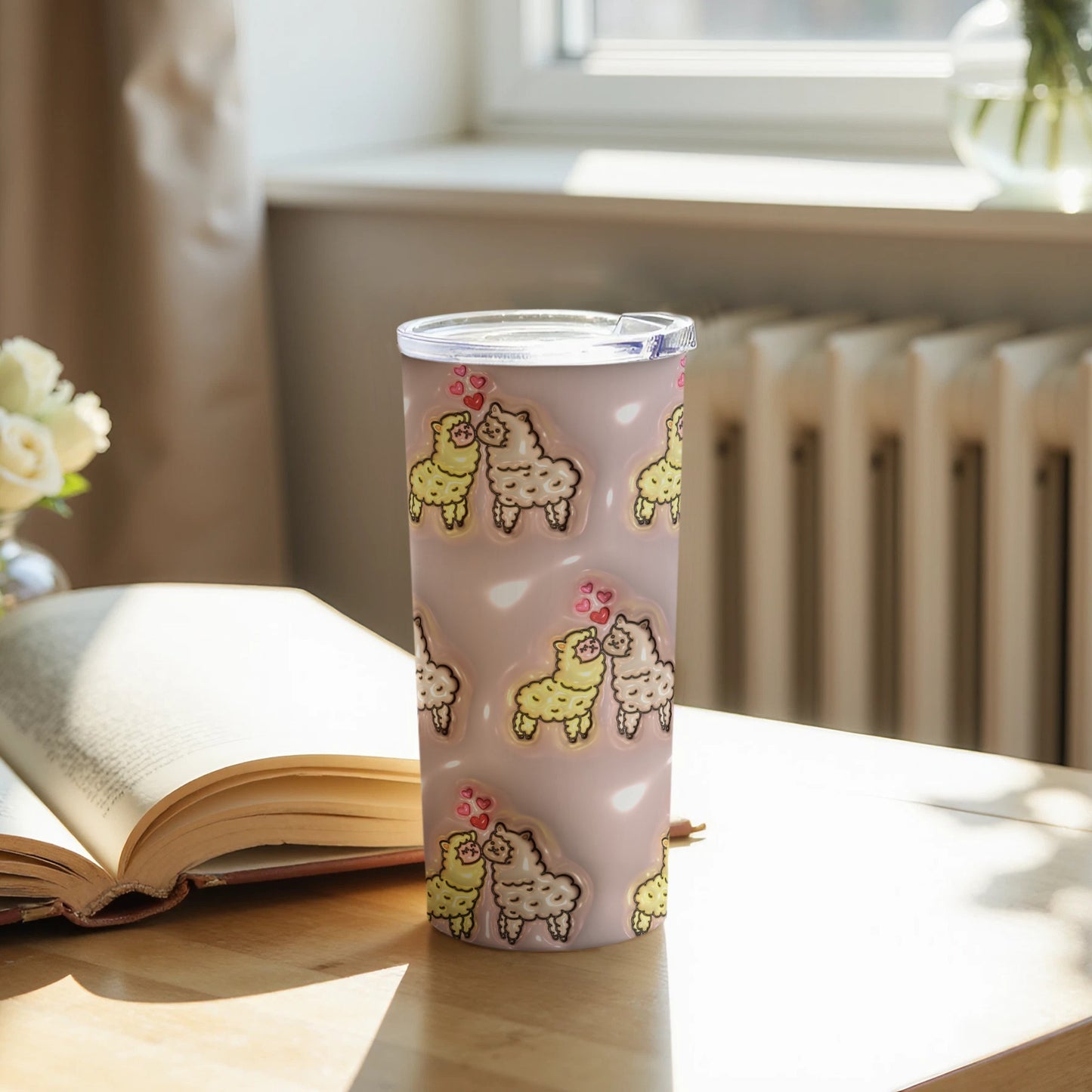 Adorable Alpaca Print Travel Tumbler for Coffee or Tea