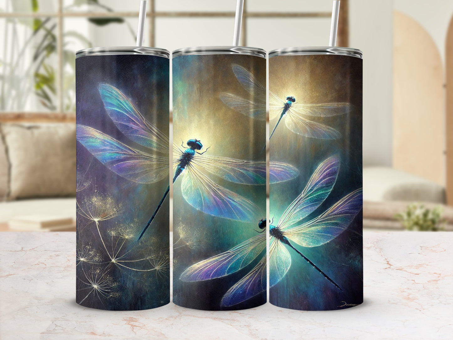 Beautiful Dragonfly Design Tumbler for Beverage Enjoyment