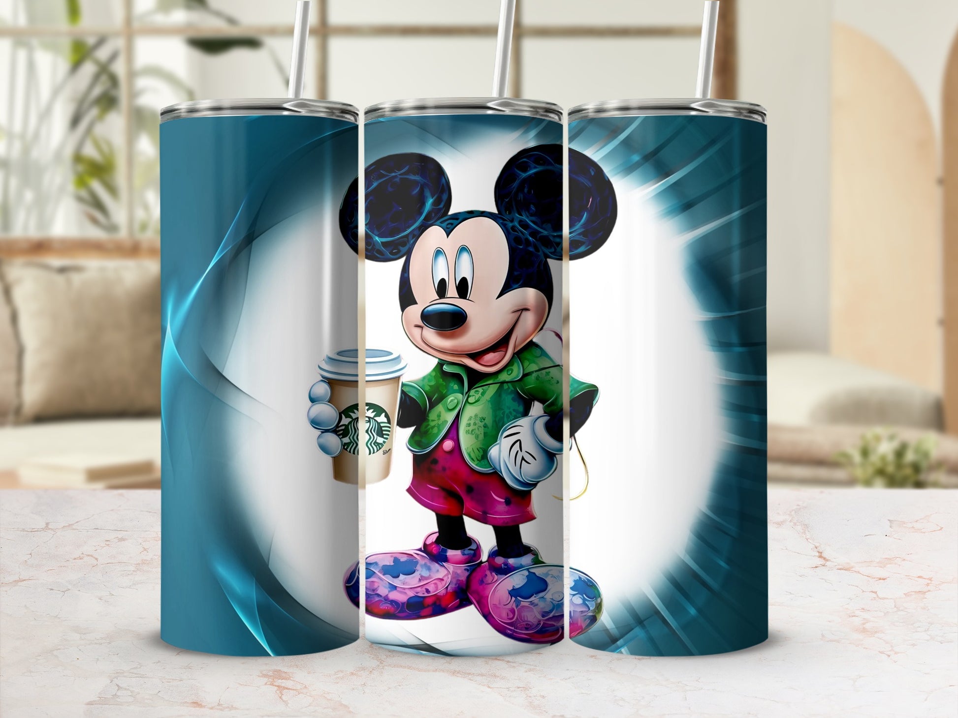 Colorful Mickey Mouse Starbucks Themed Tumbler Cup